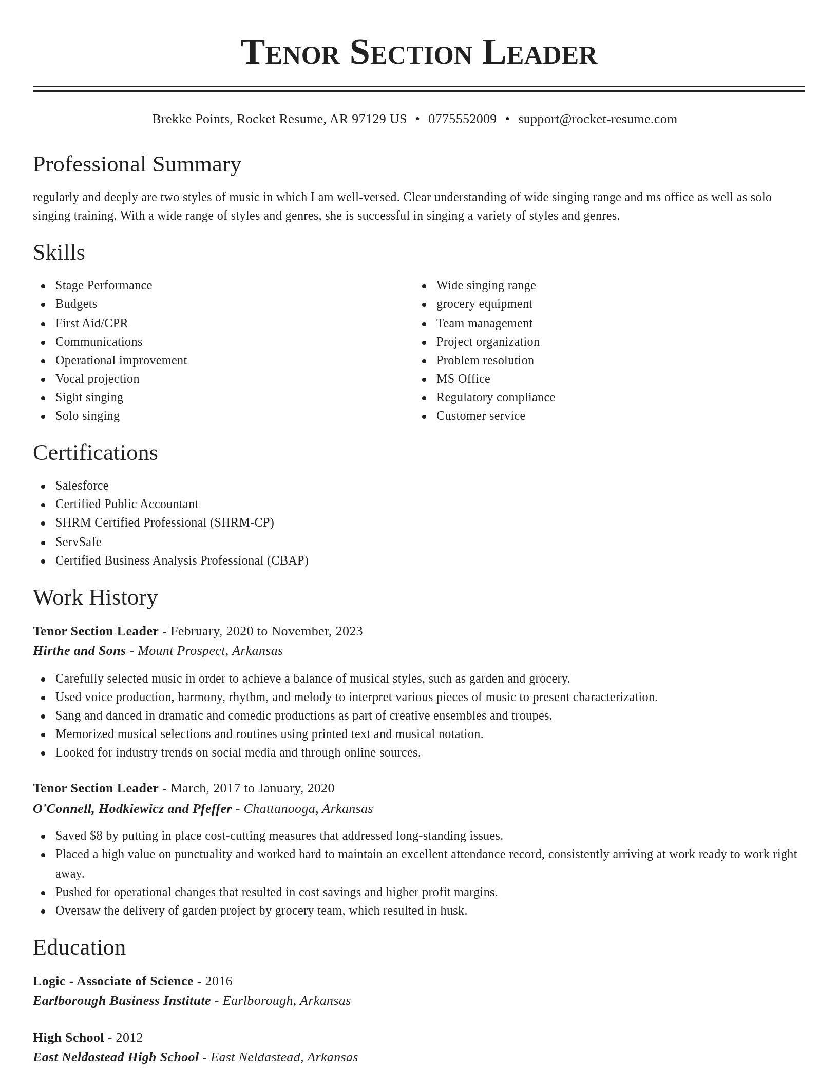 Classic resume template