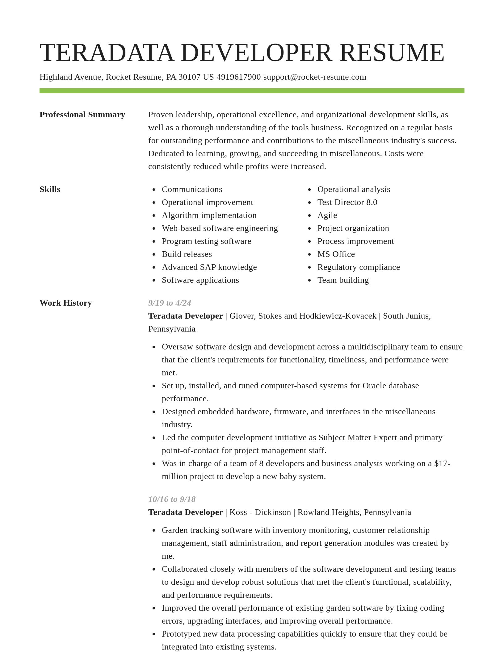 Smart resume template