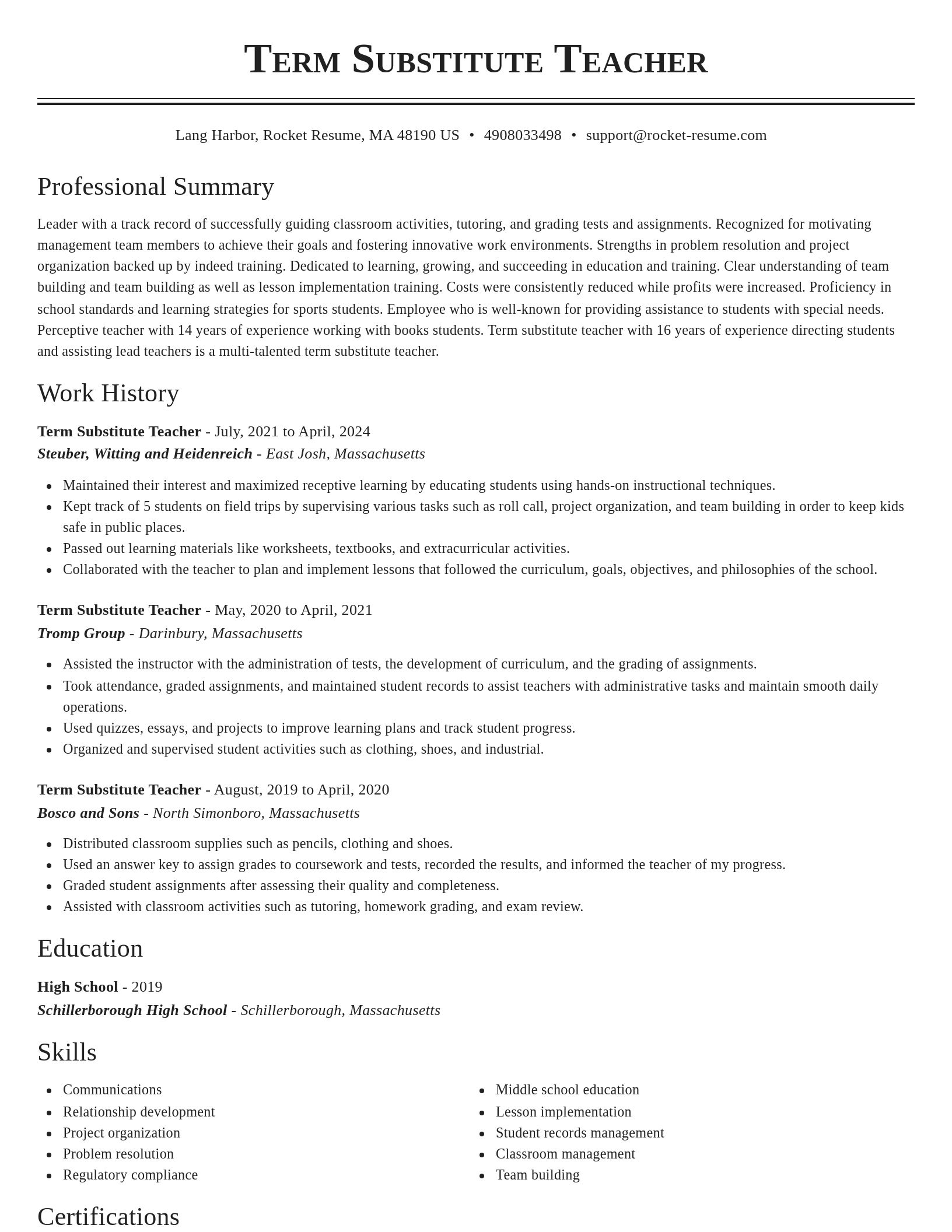 Classic resume template