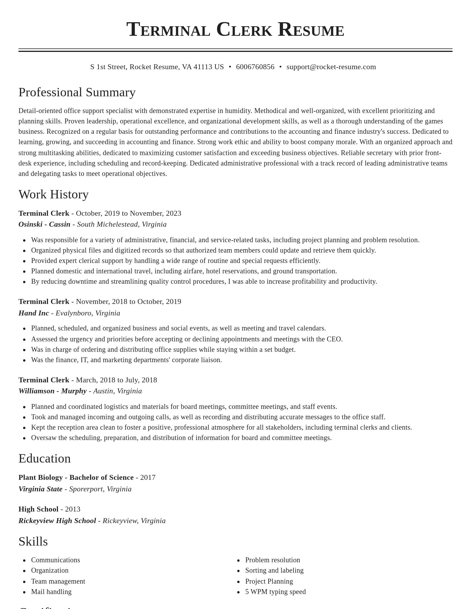 Classic resume template