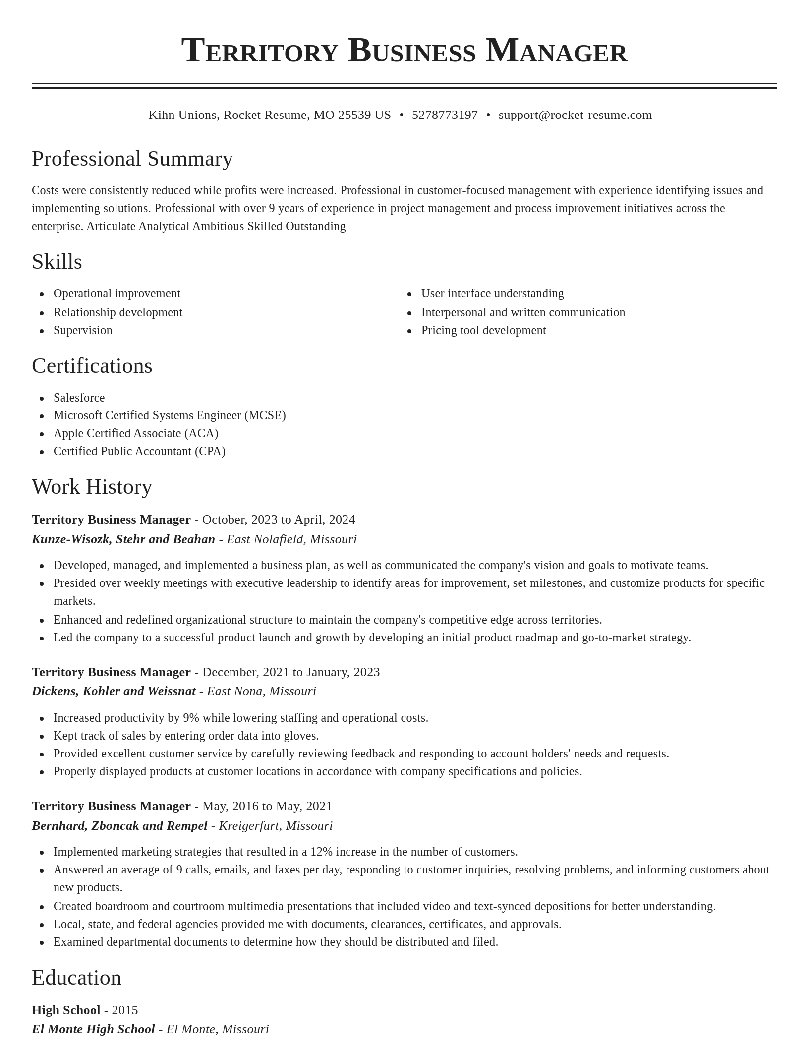 Classic resume template