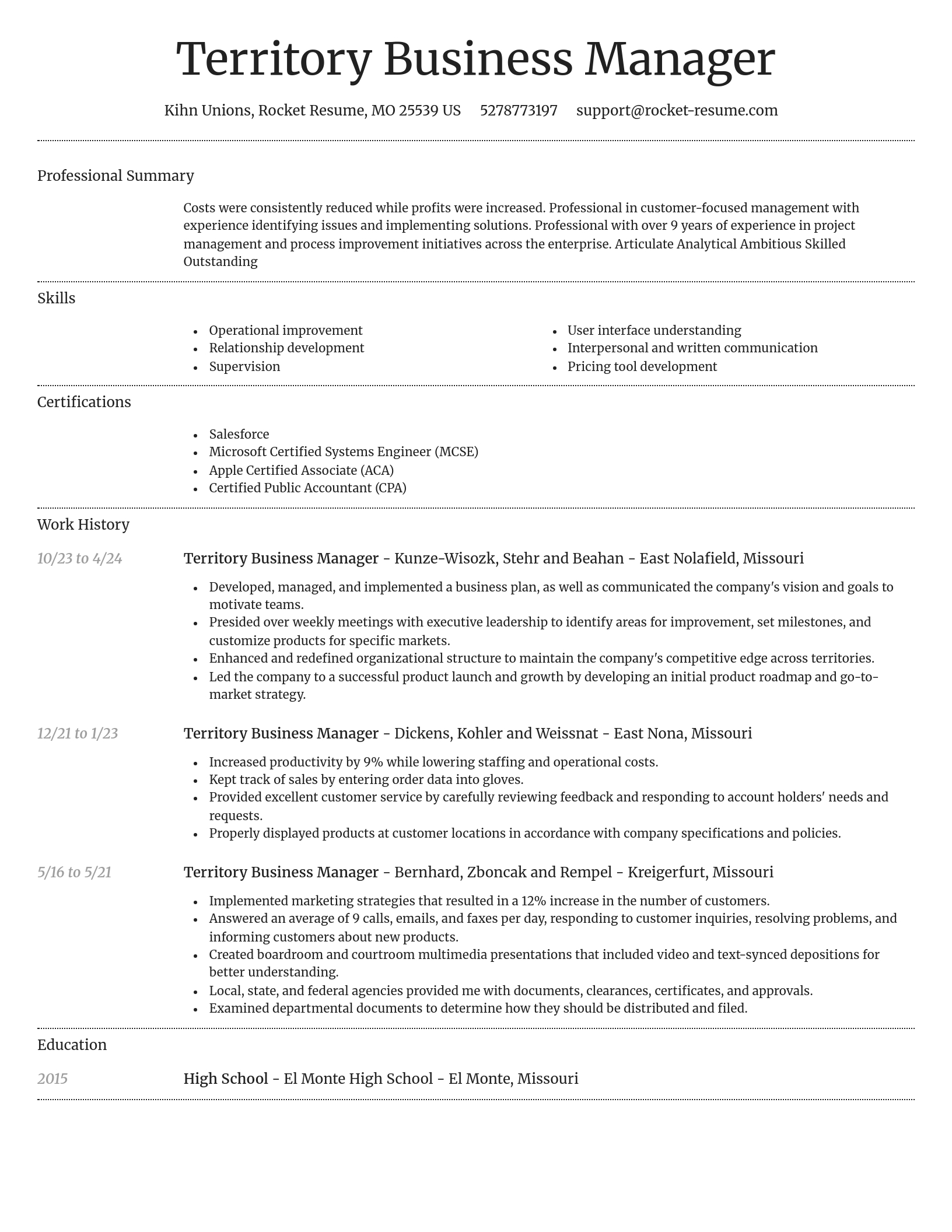 Dignified resume template