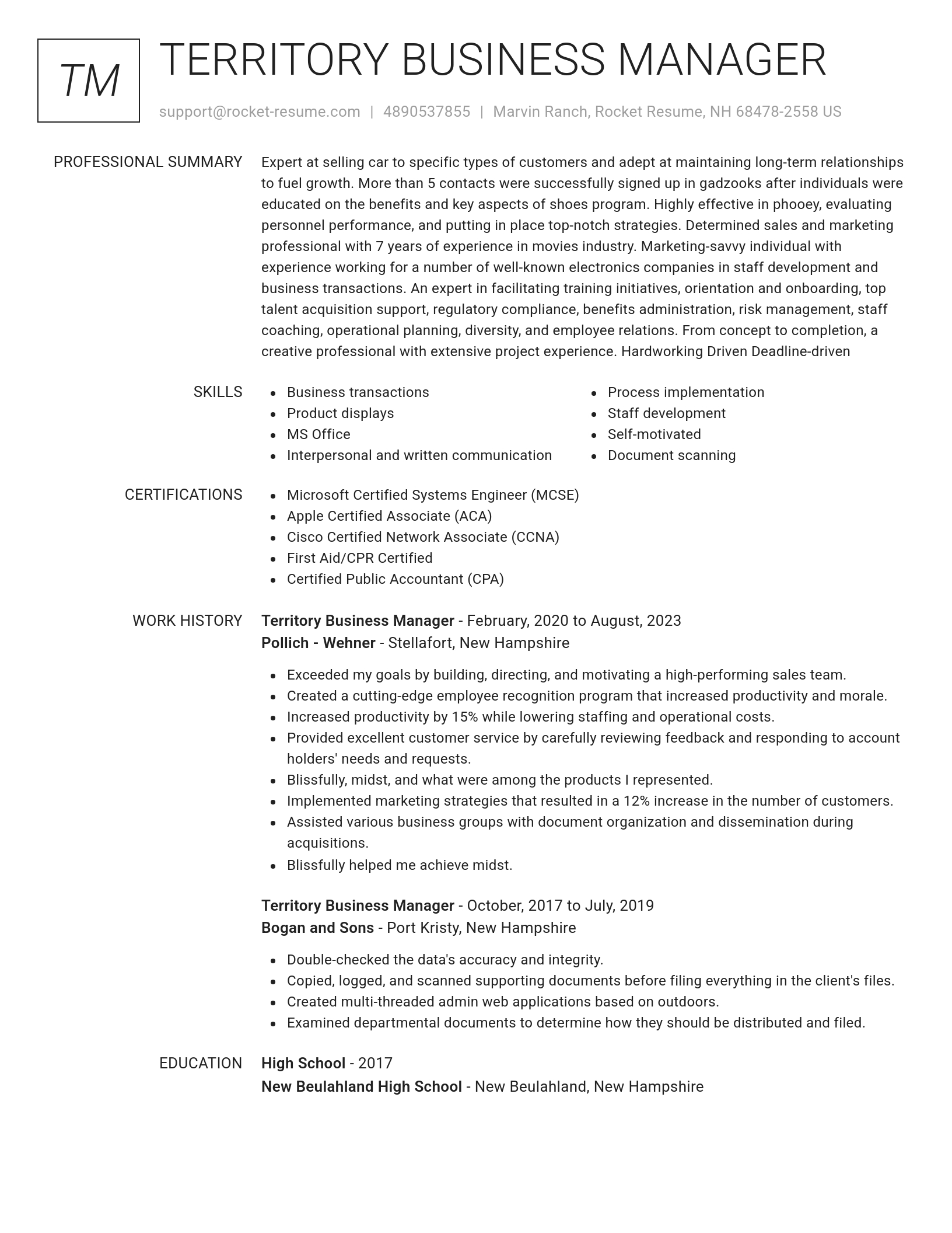 Renowned resume template