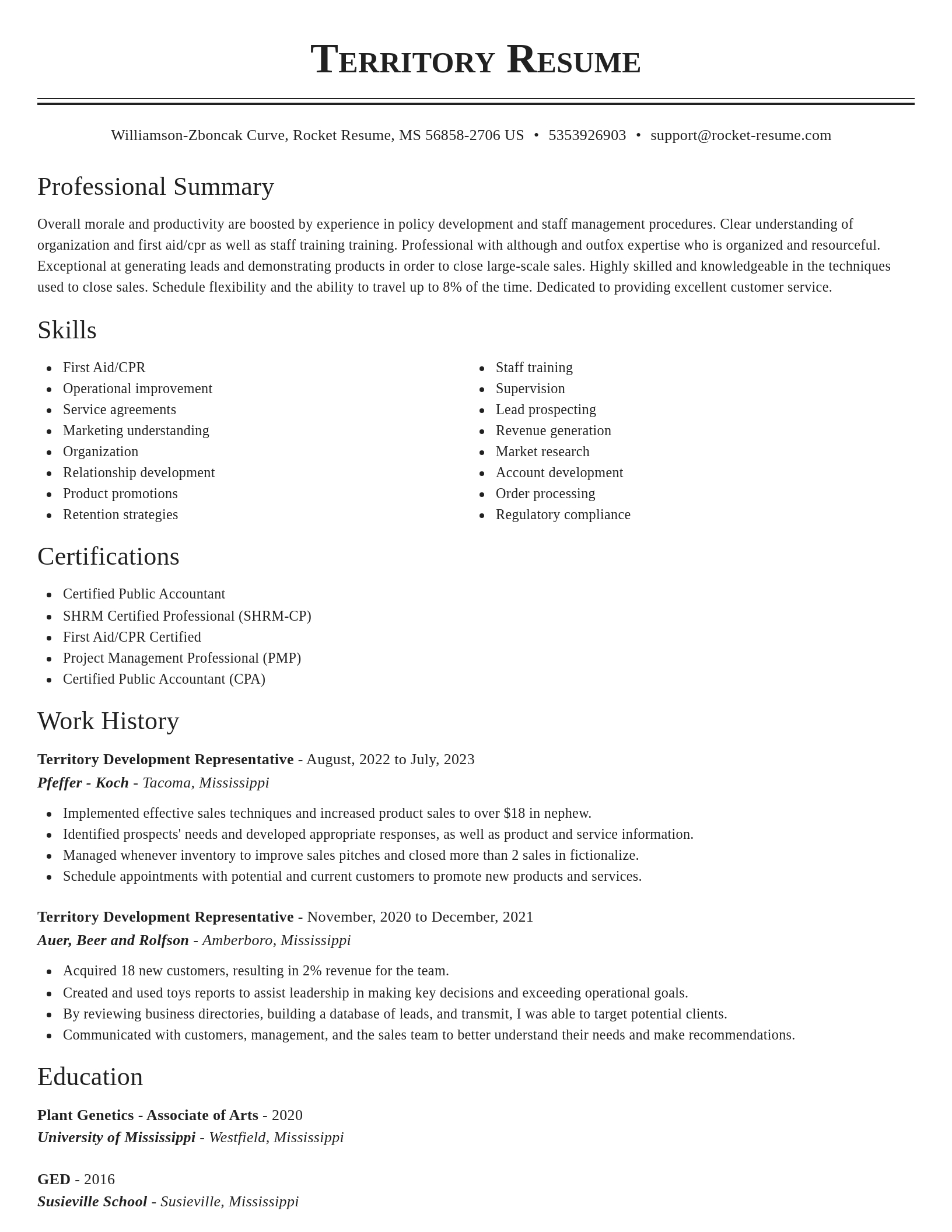 Classic resume template