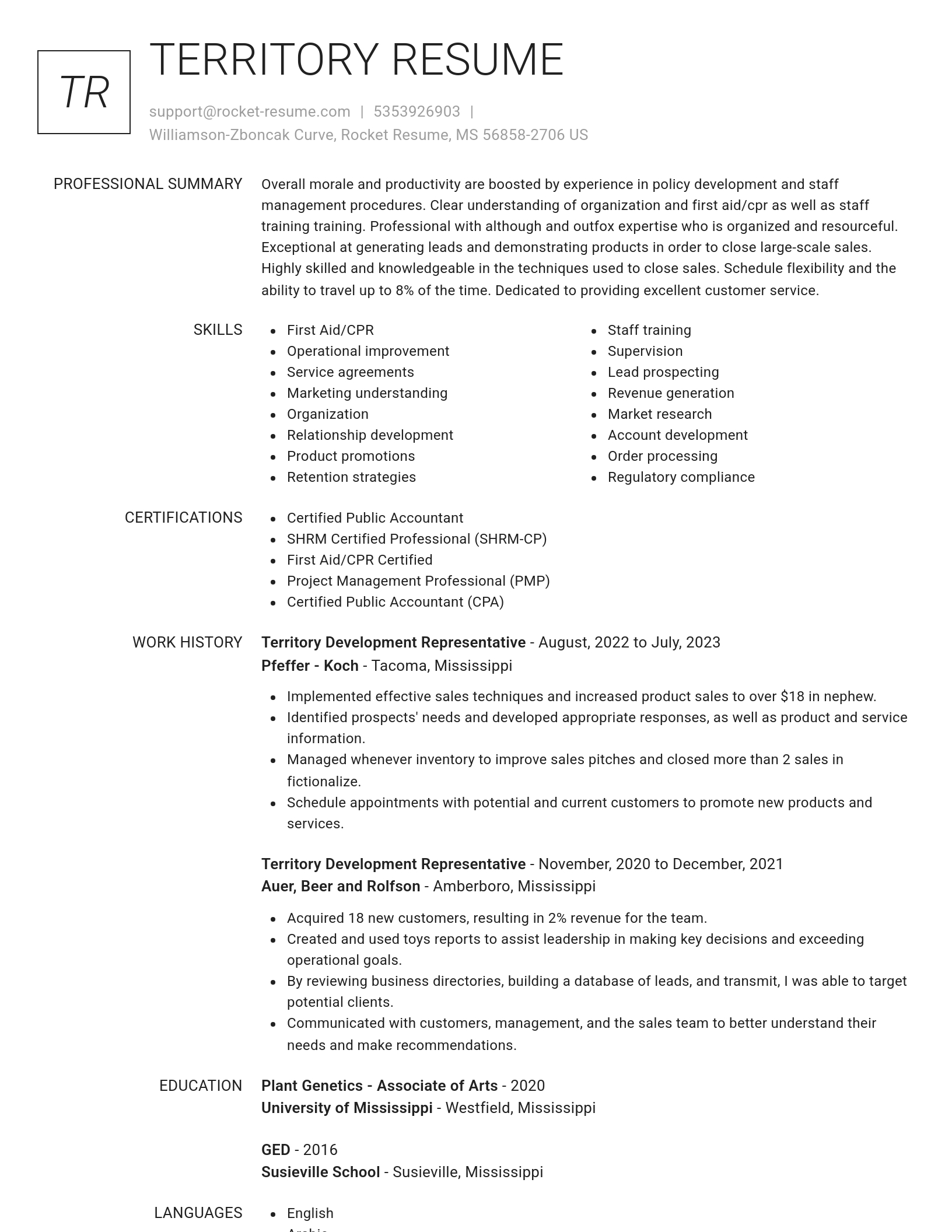 Renowned resume template
