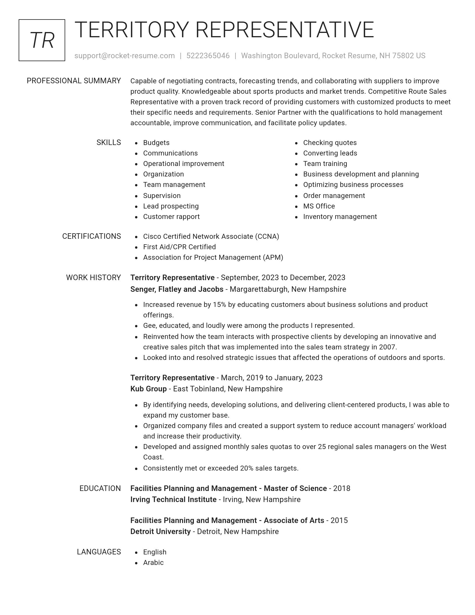 Renowned resume template