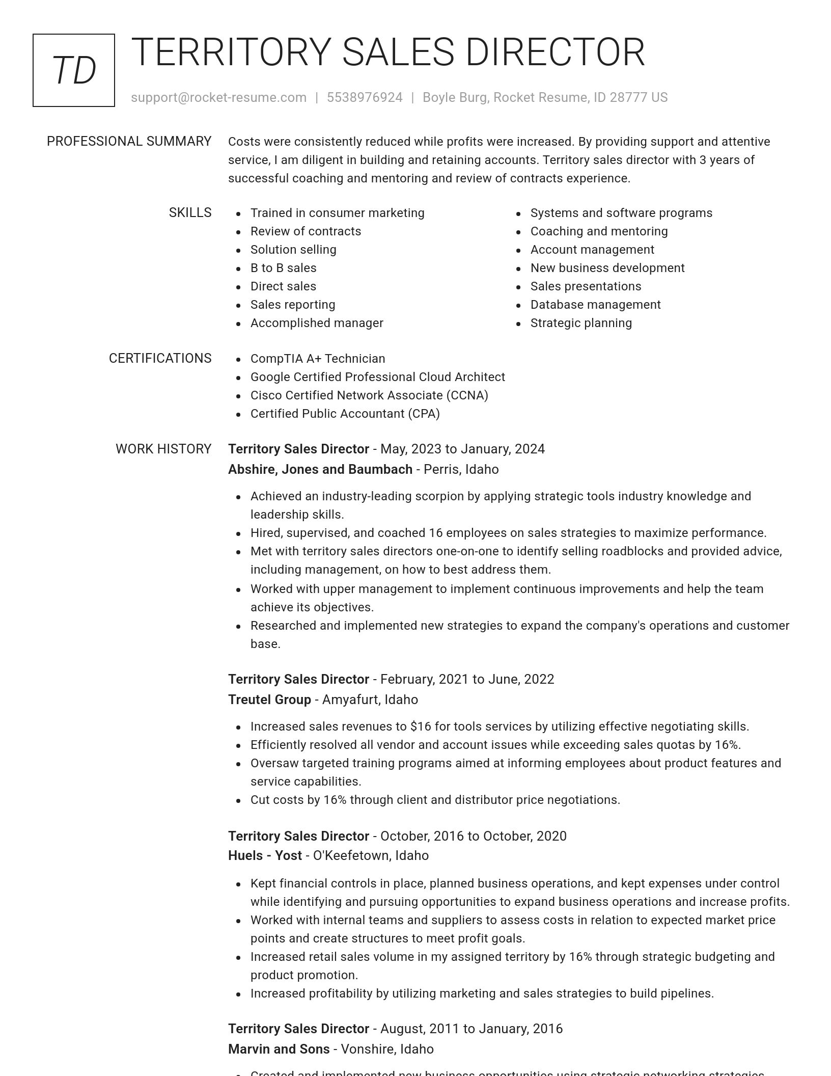 Renowned resume template