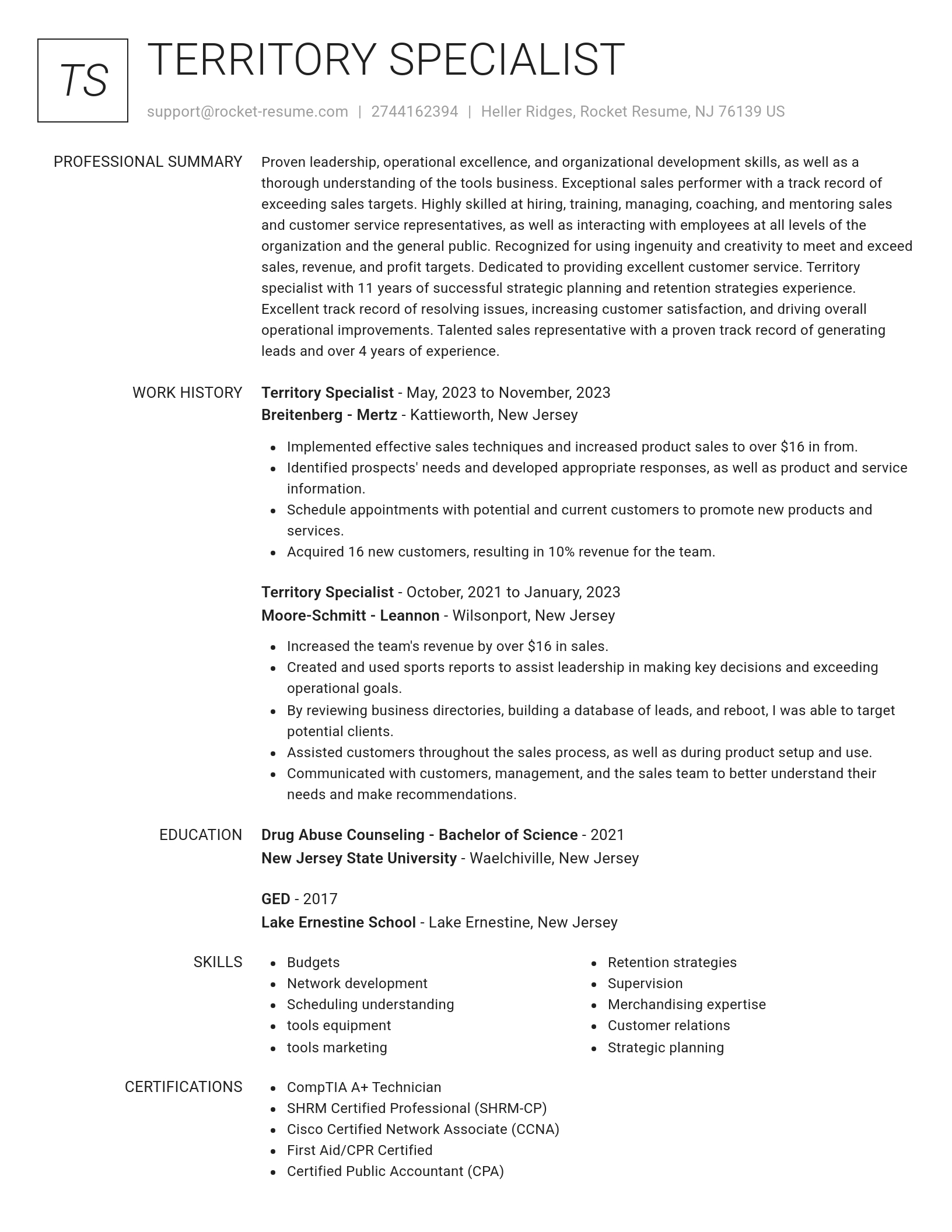 Renowned resume template