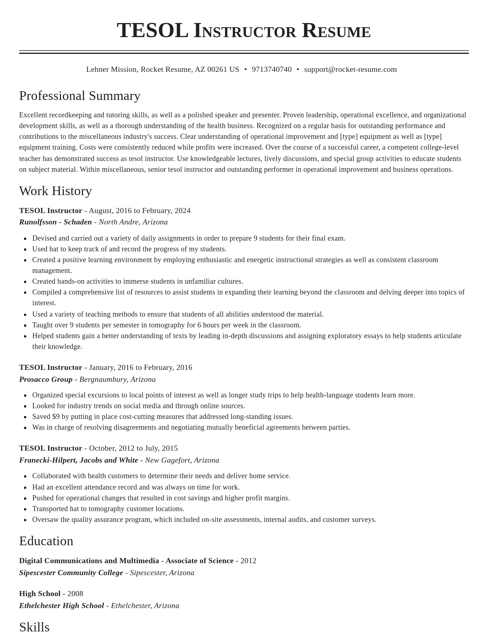 Classic resume template