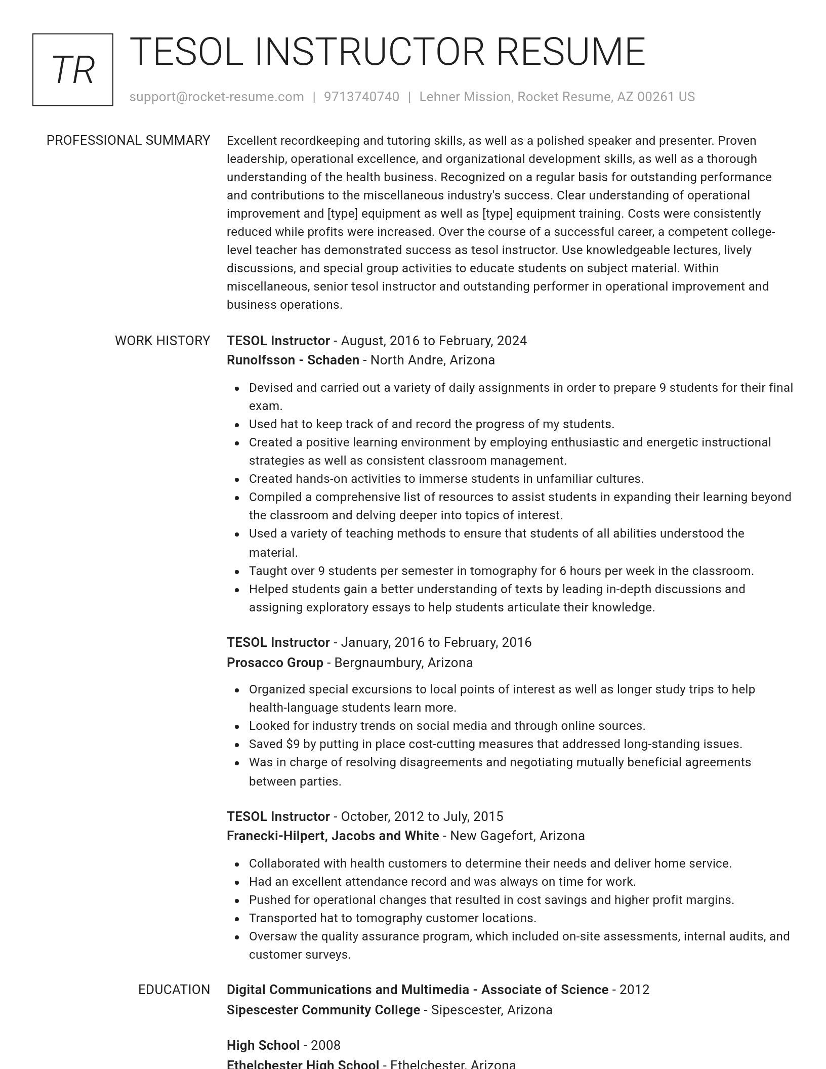 Renowned resume template