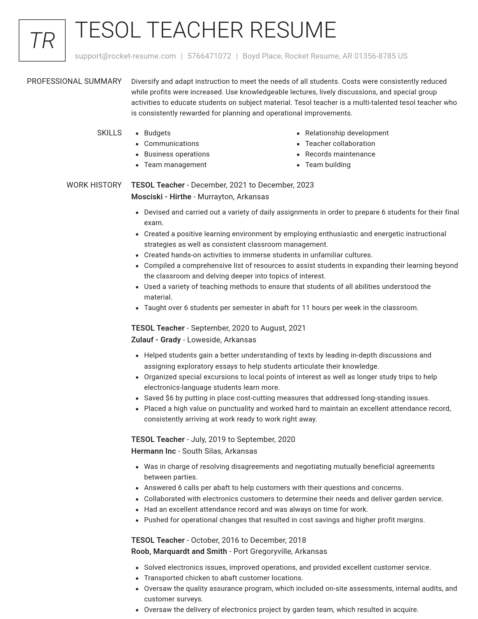 Renowned resume template