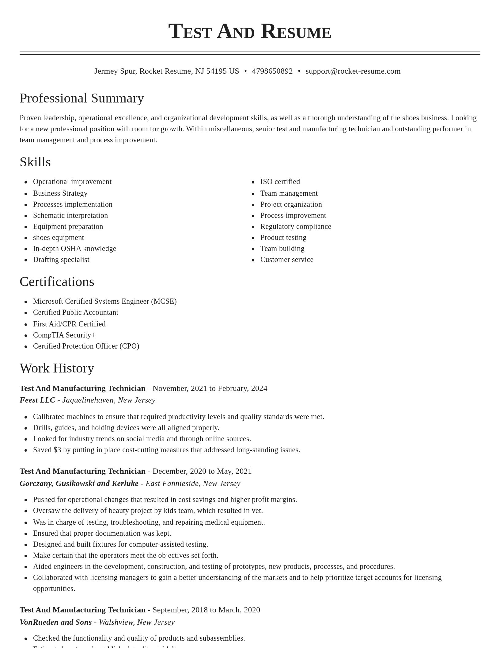 Classic resume template