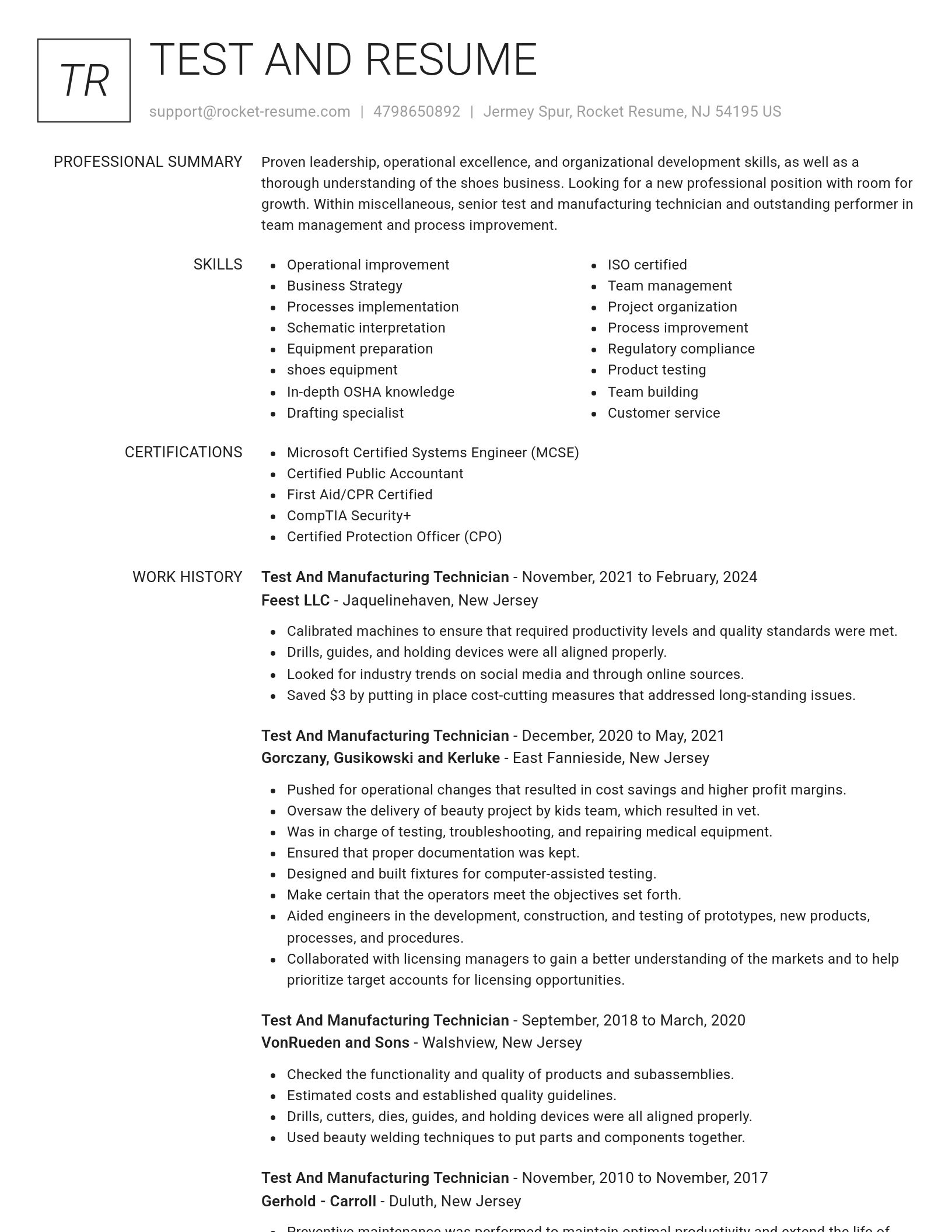 Renowned resume template