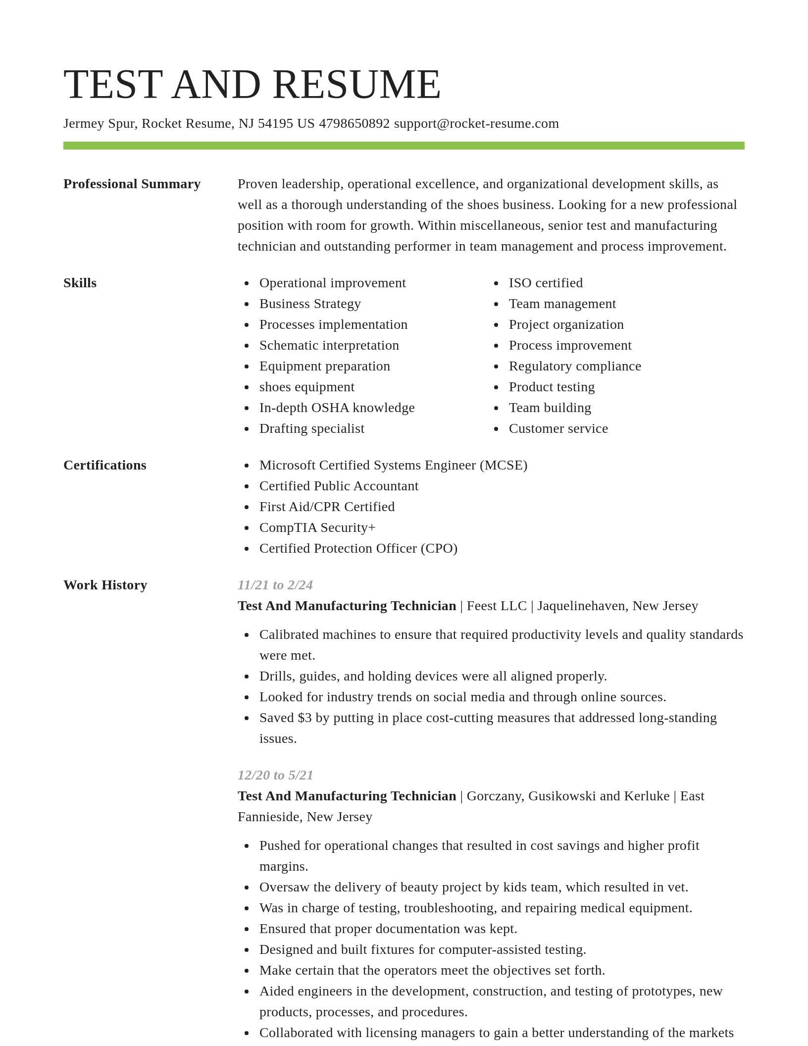 Smart resume template