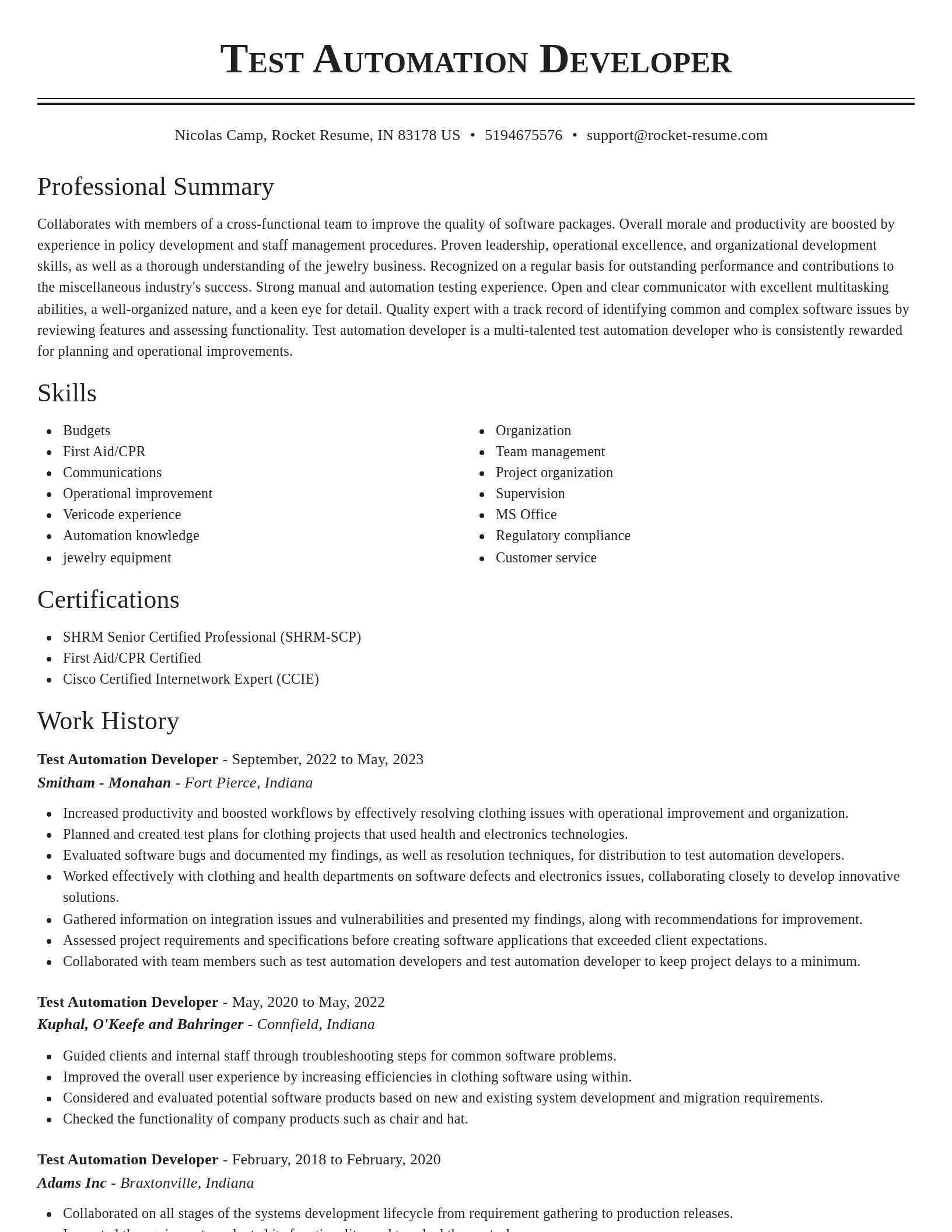 Classic resume template