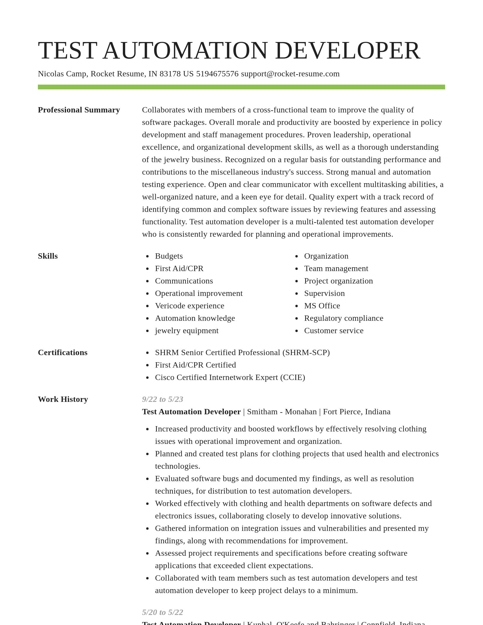 Smart resume template