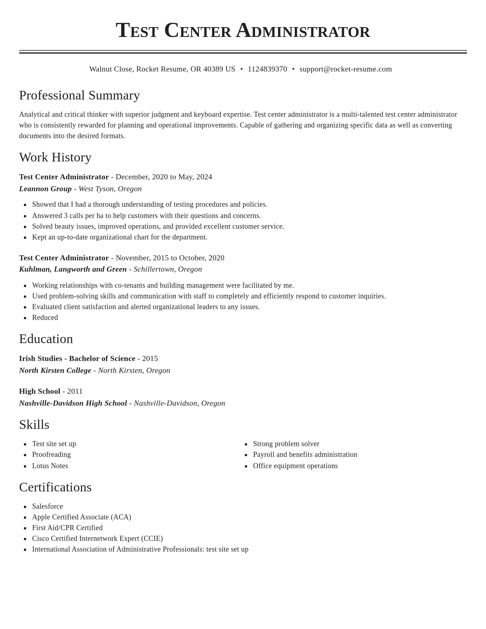 Classic resume template