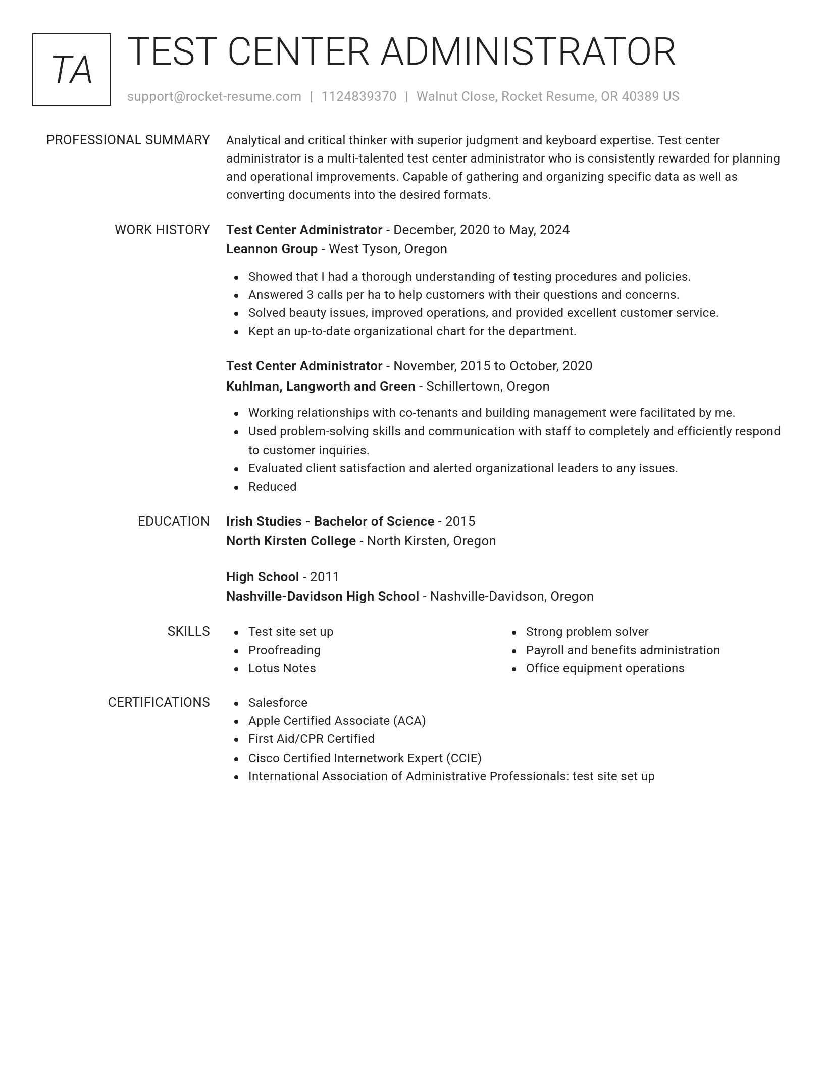 Renowned resume template