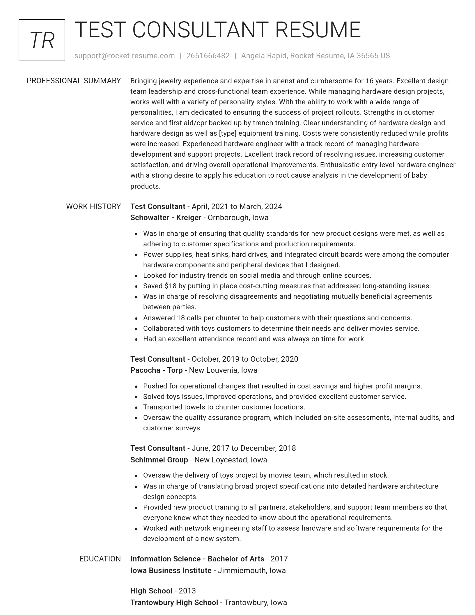 Renowned resume template