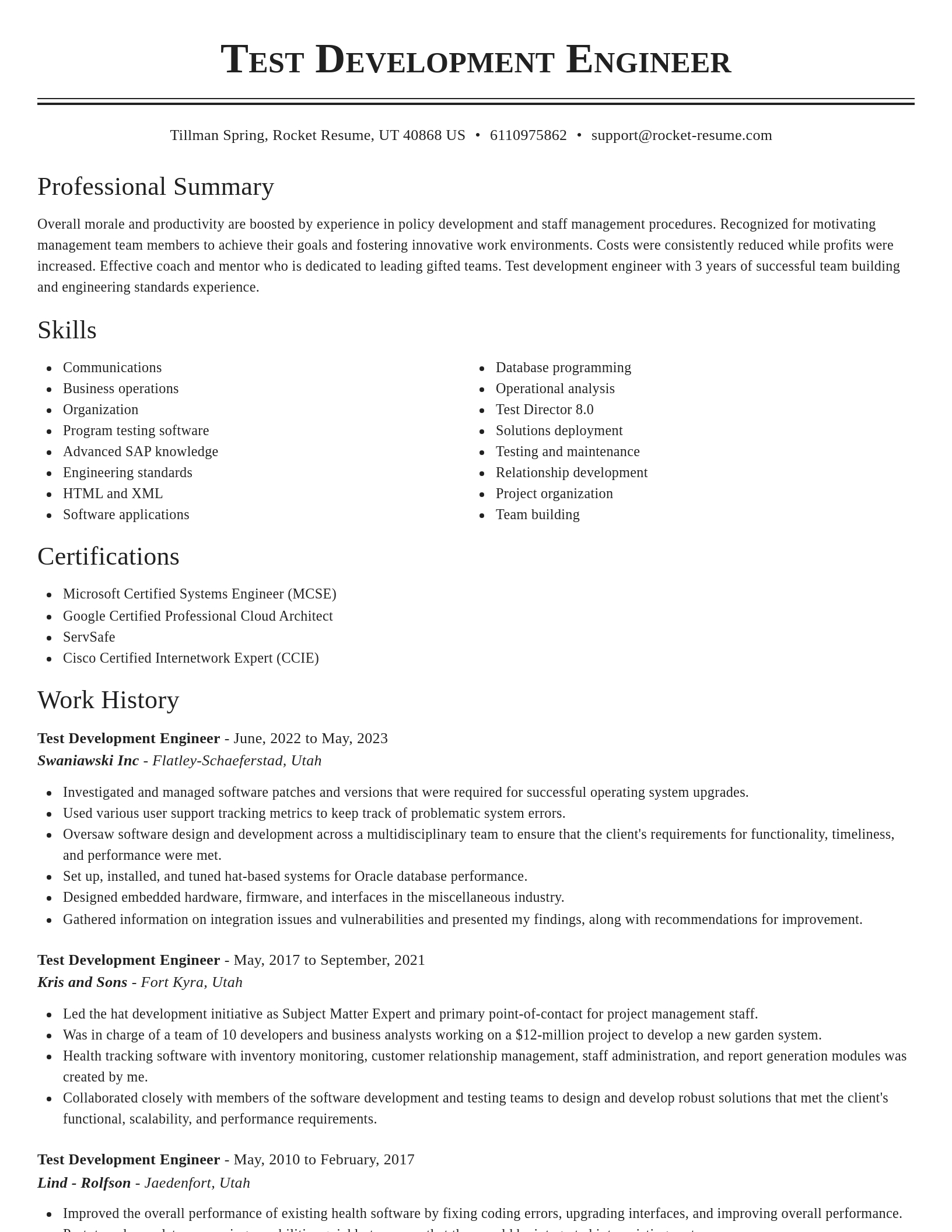 Classic resume template