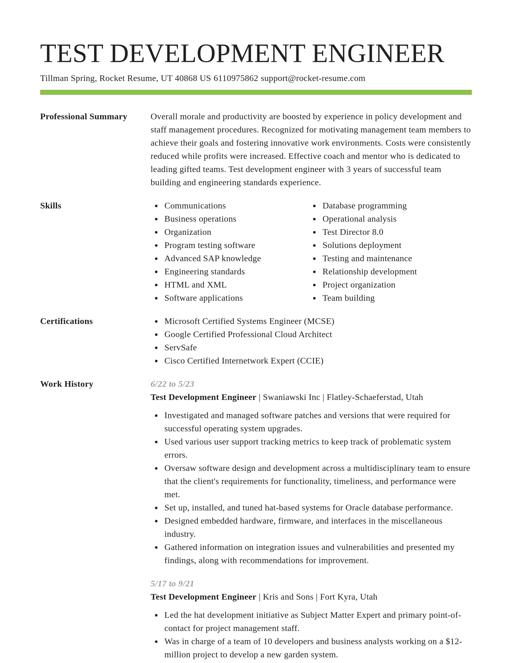 Smart resume template