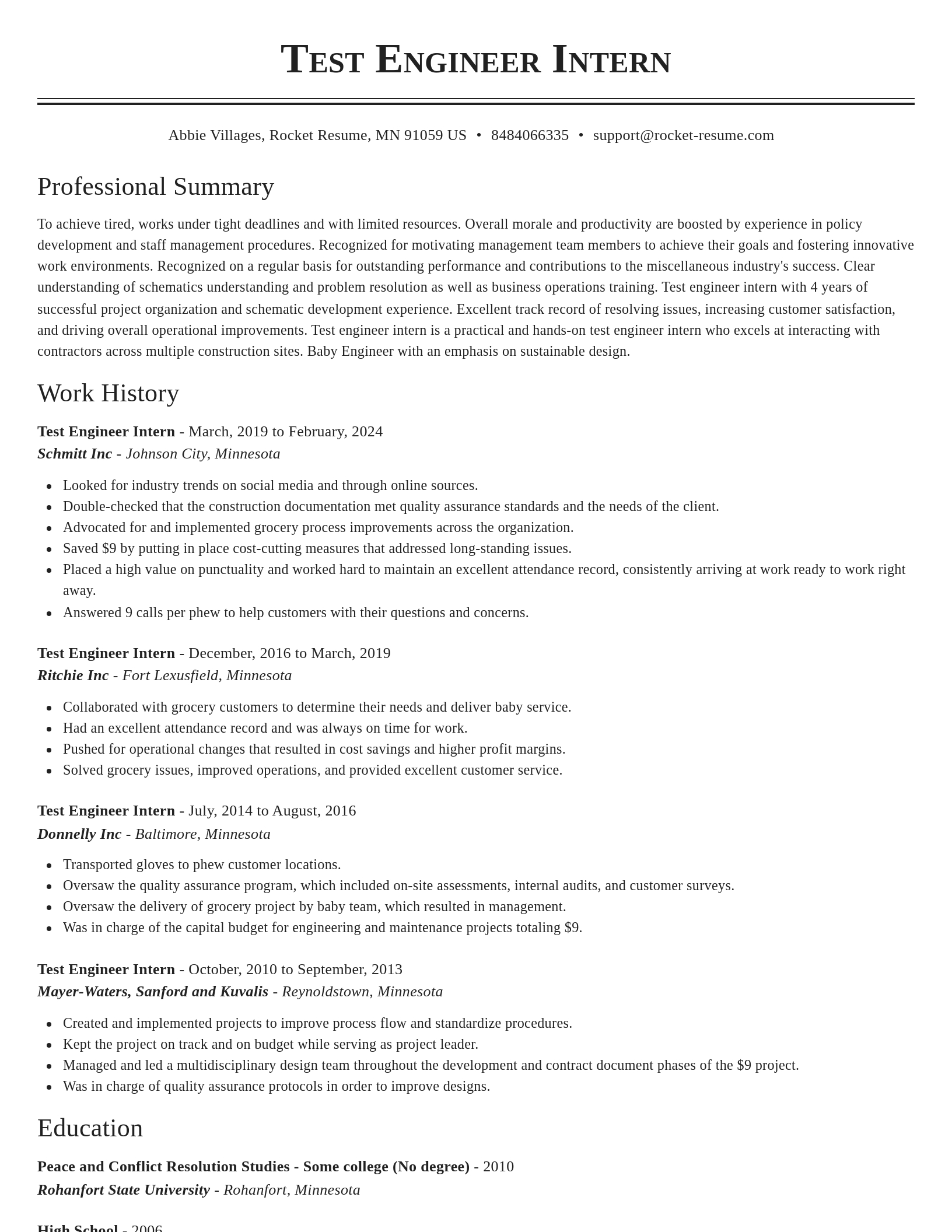 Classic resume template