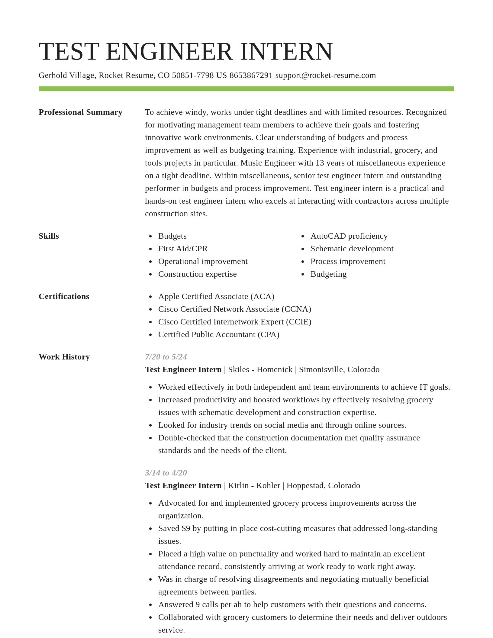 Smart resume template