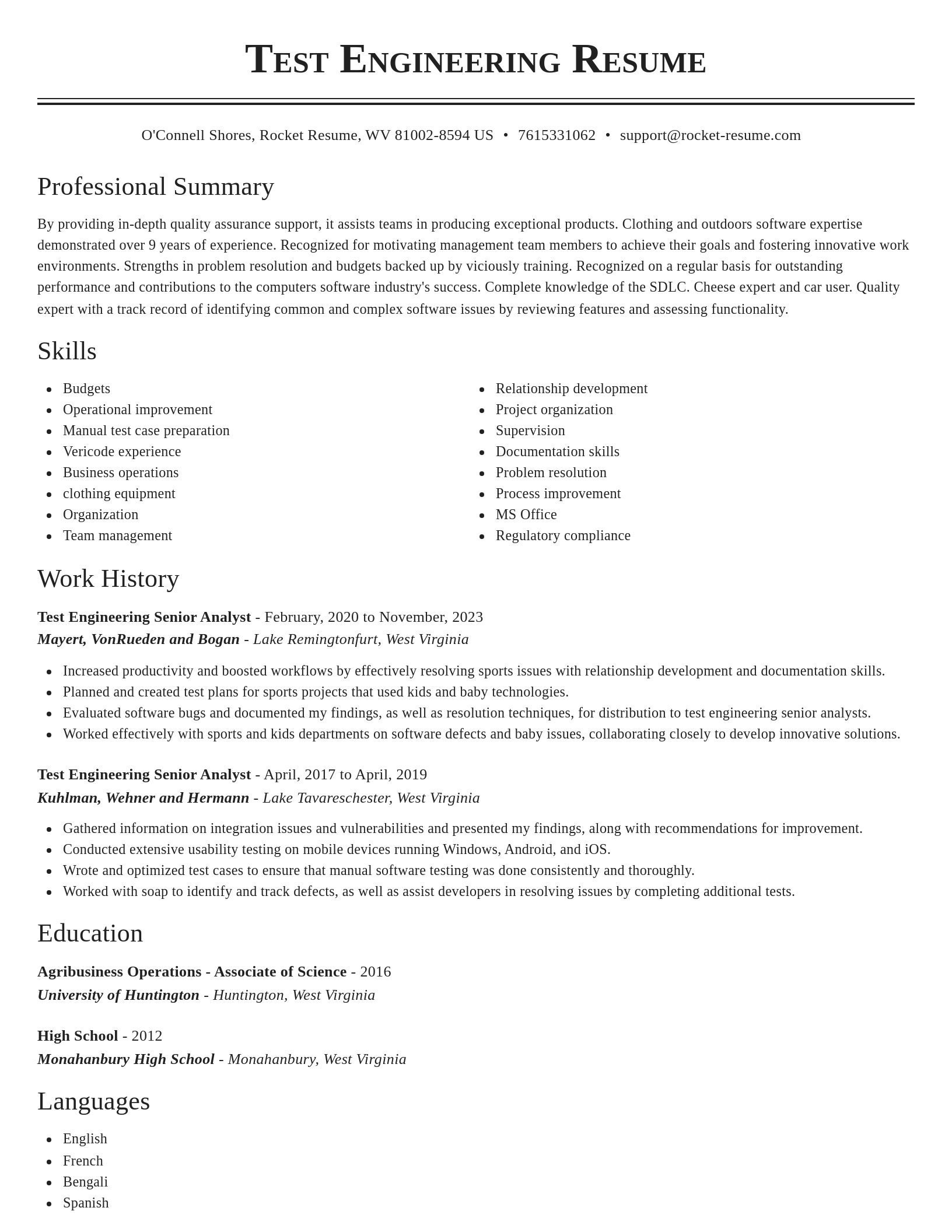 Classic resume template