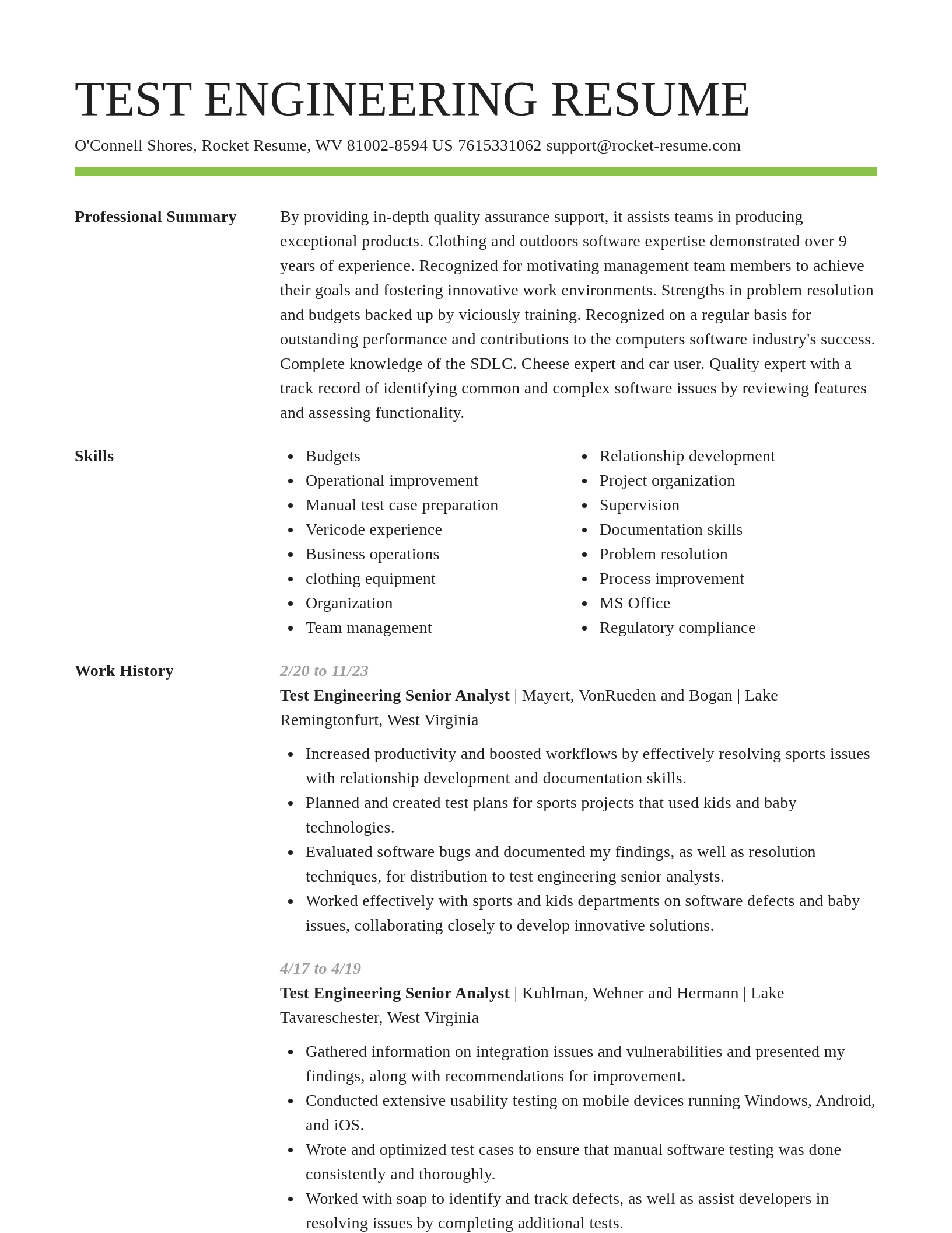 Smart resume template