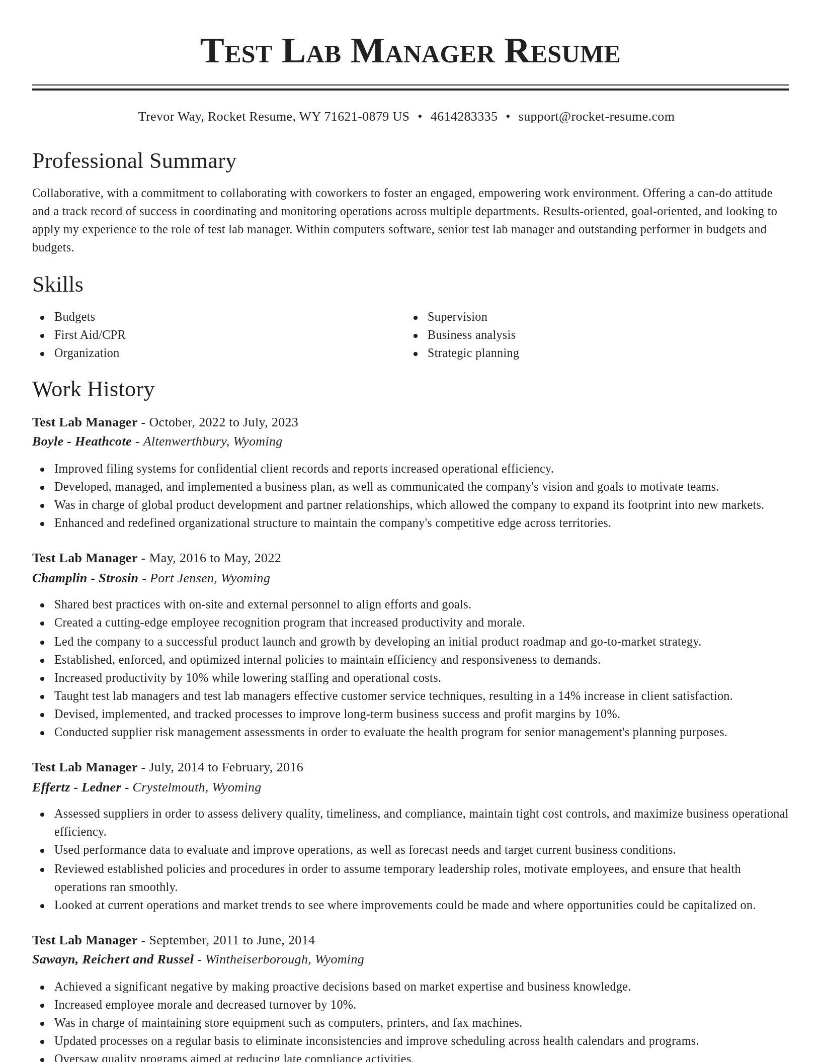 Classic resume template