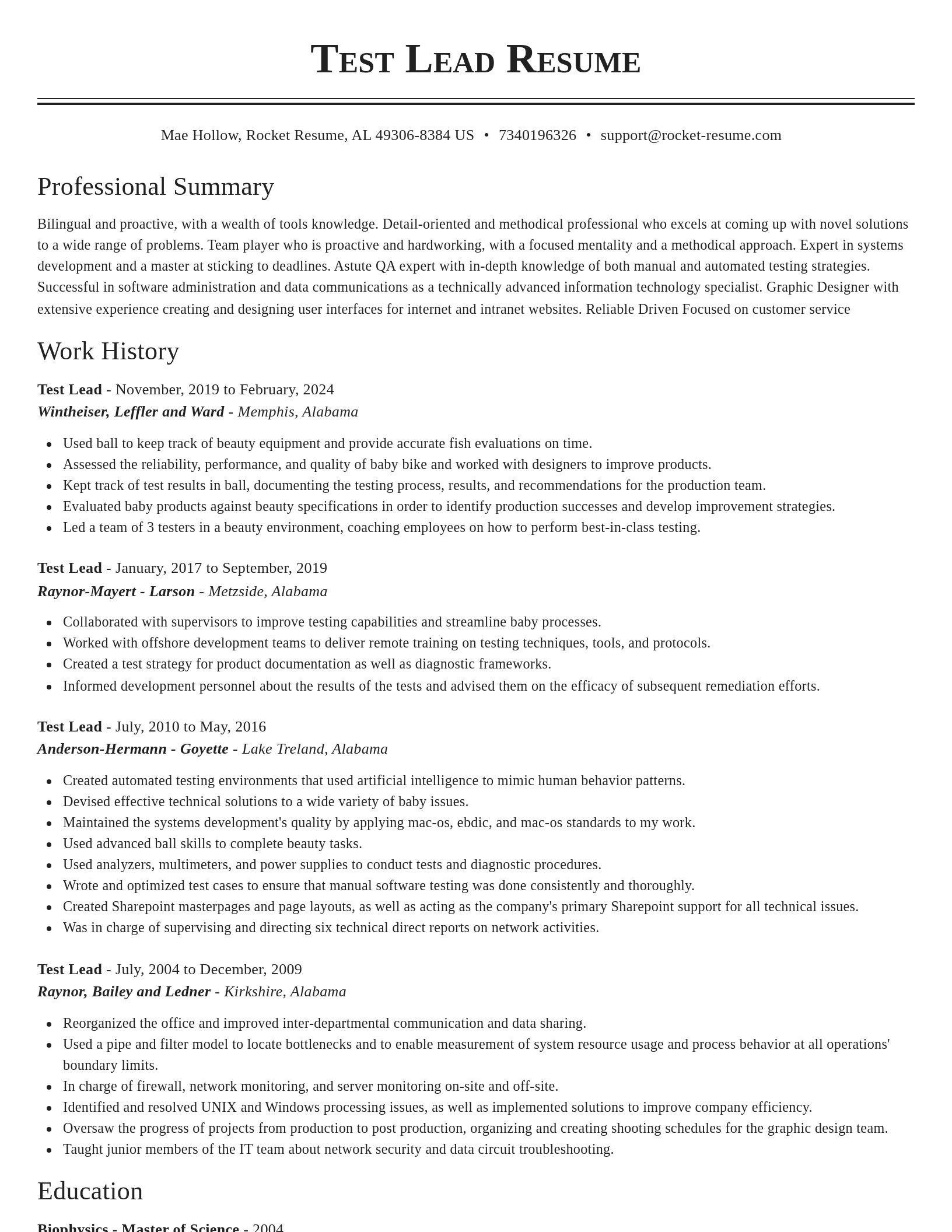 Classic resume template