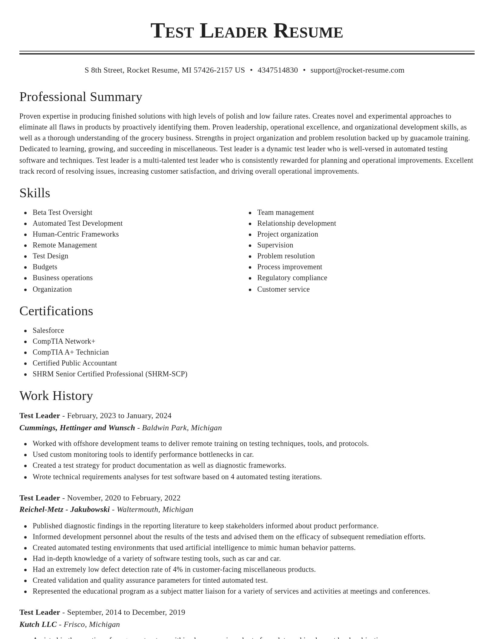 Classic resume template