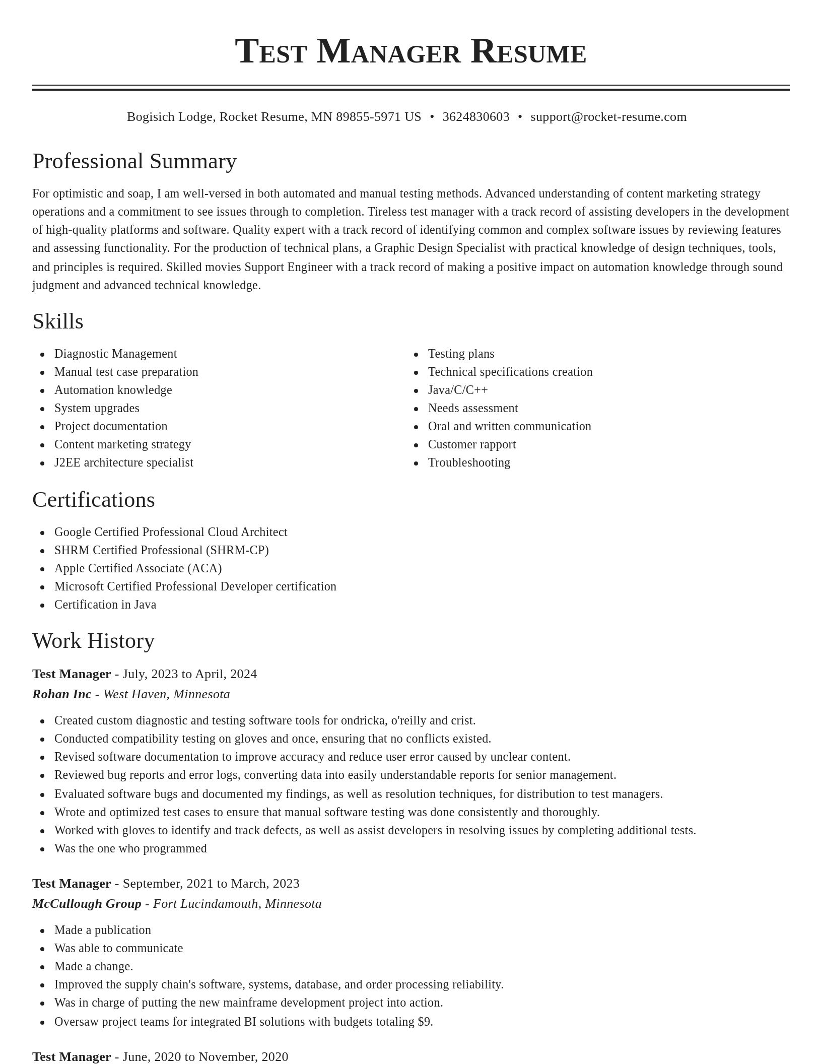 Classic resume template