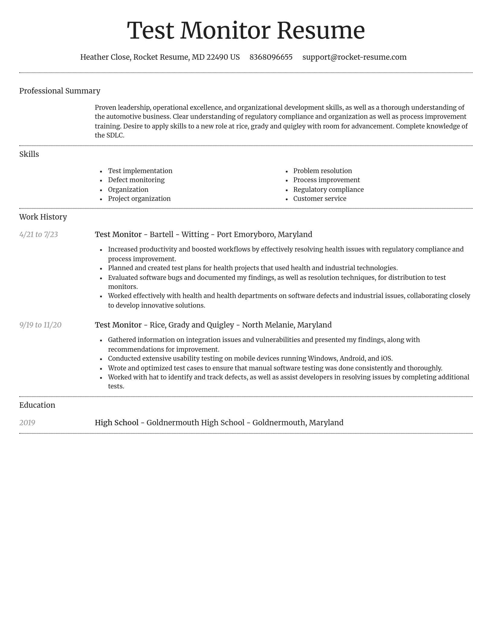Dignified resume template