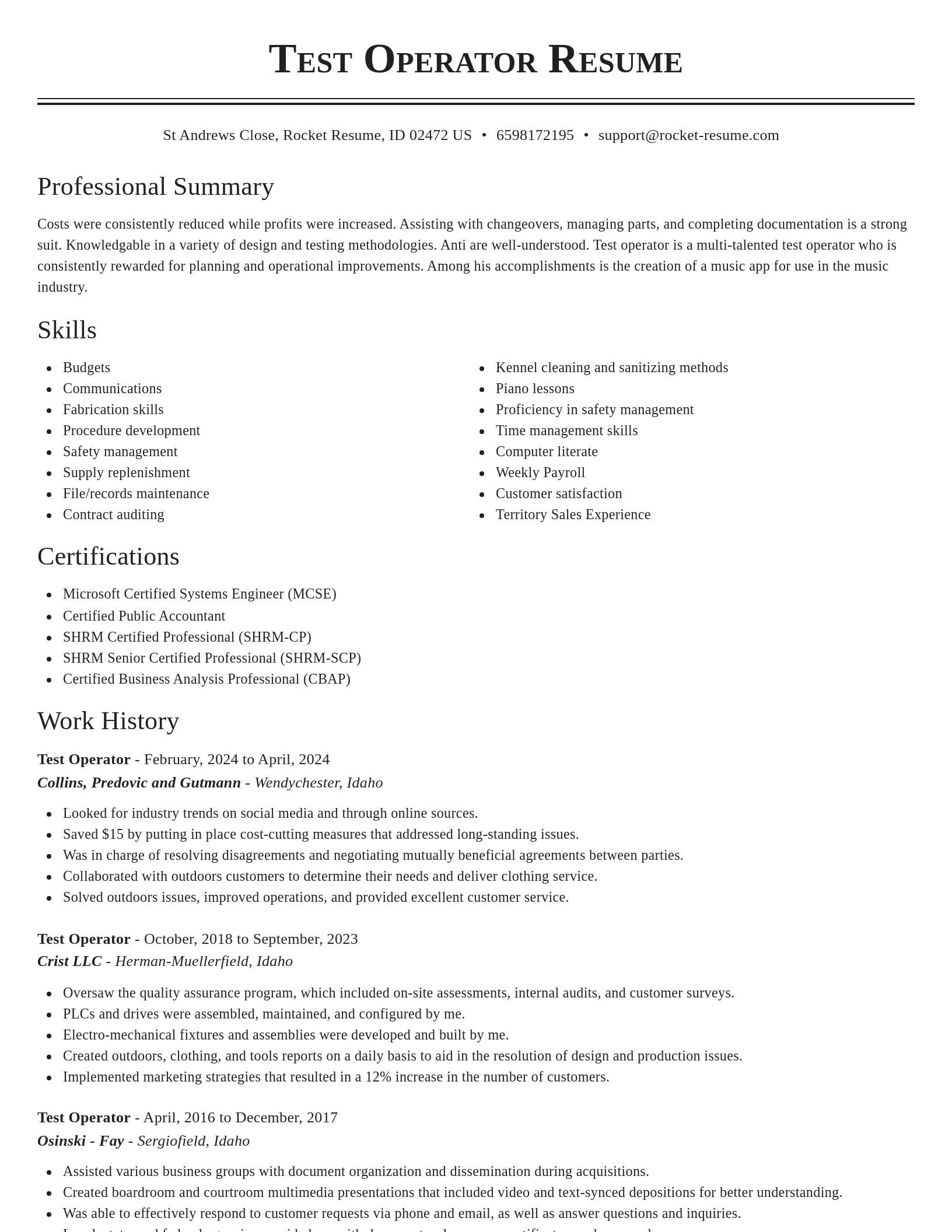 Classic resume template
