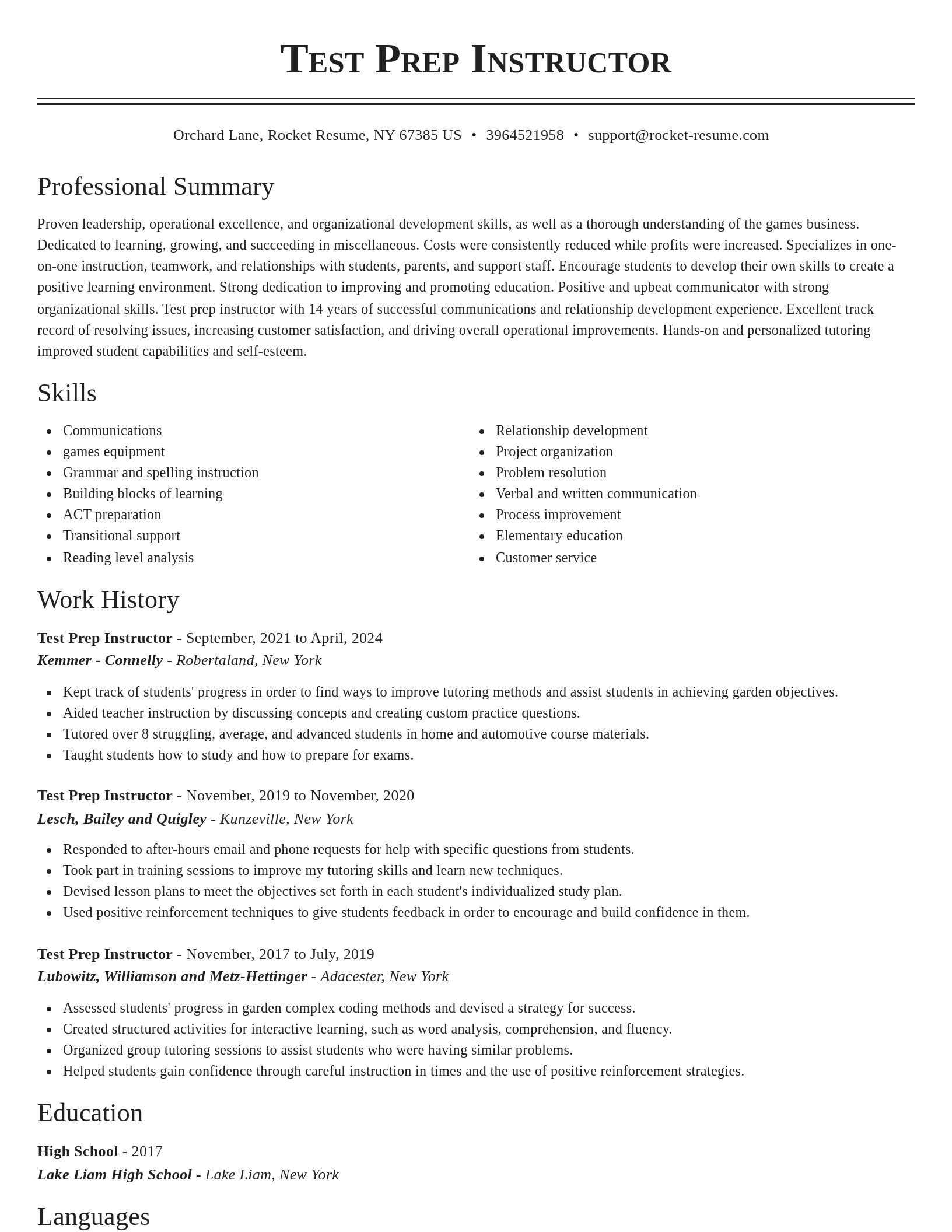 Classic resume template