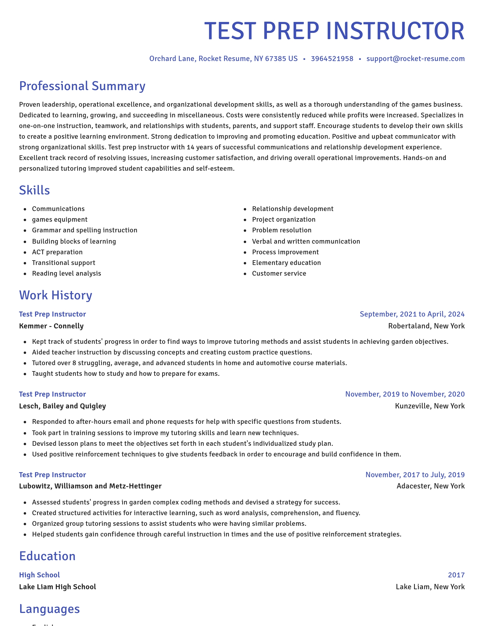 Novel resume template