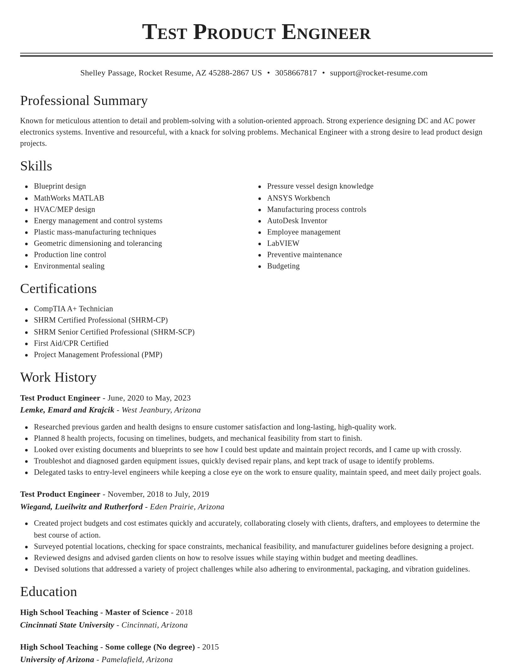 Classic resume template