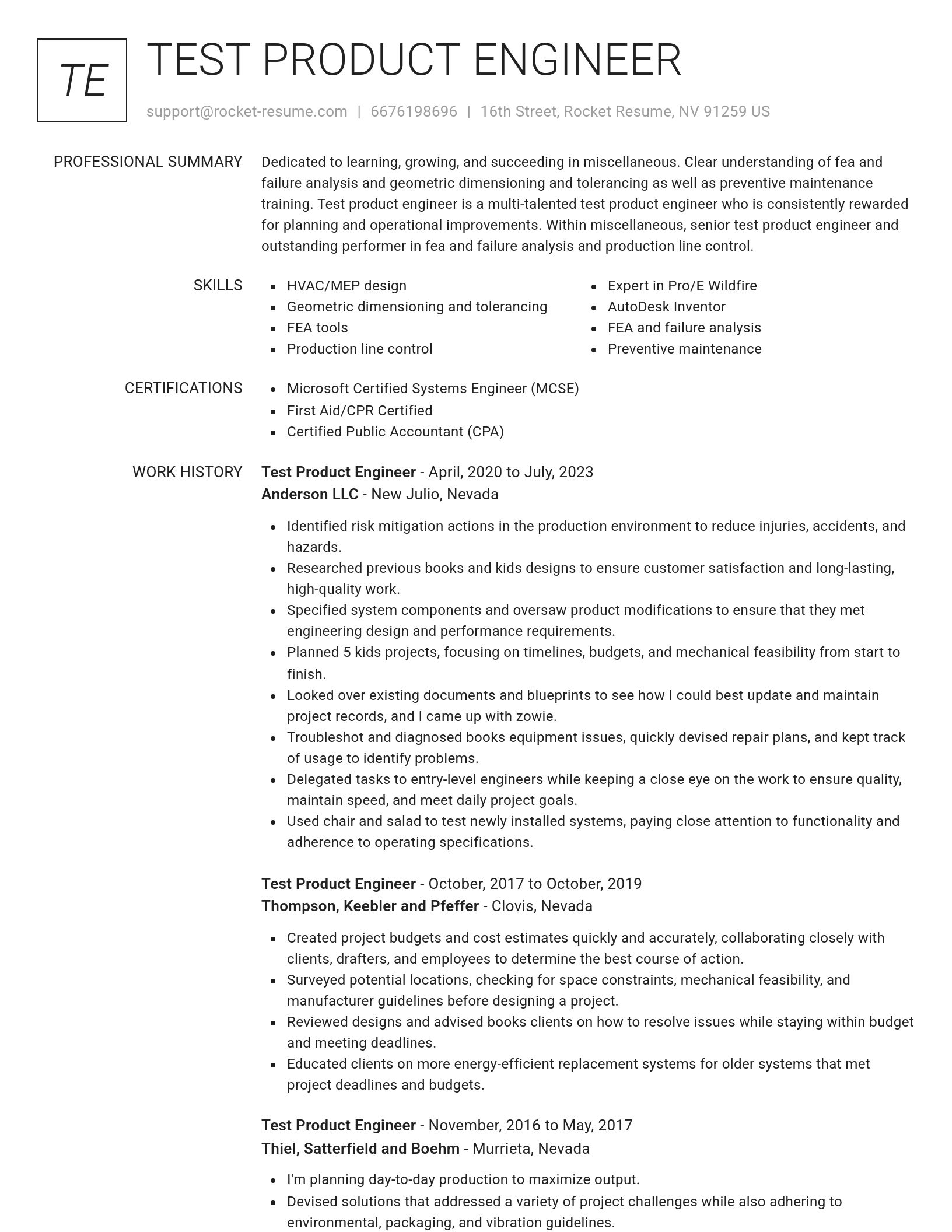 Renowned resume template