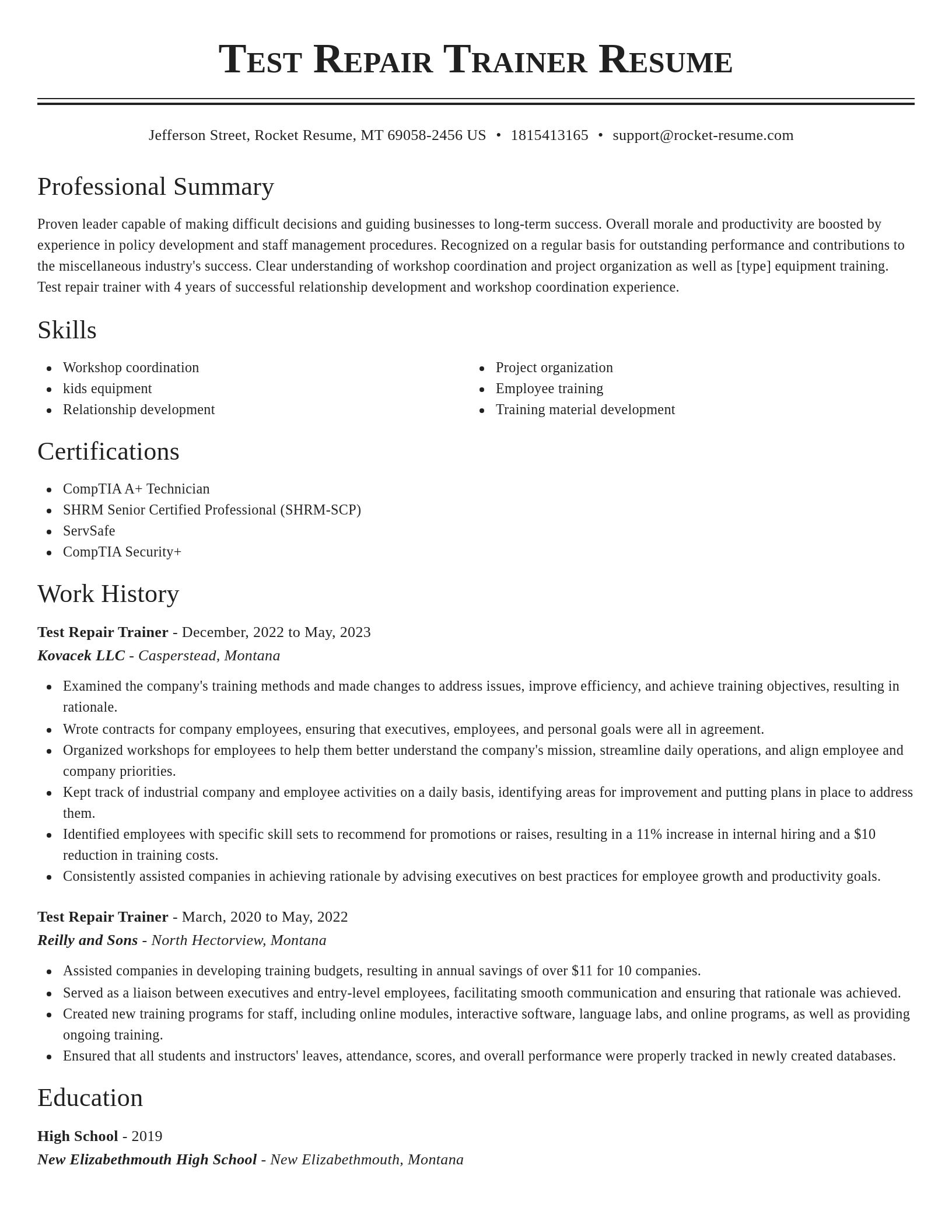 Classic resume template