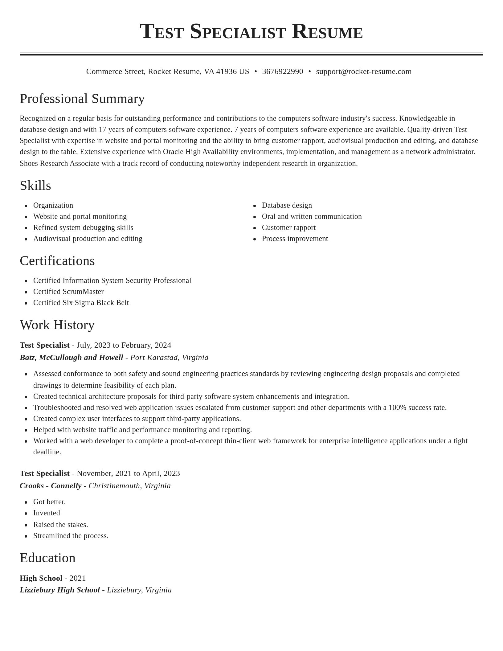 Classic resume template