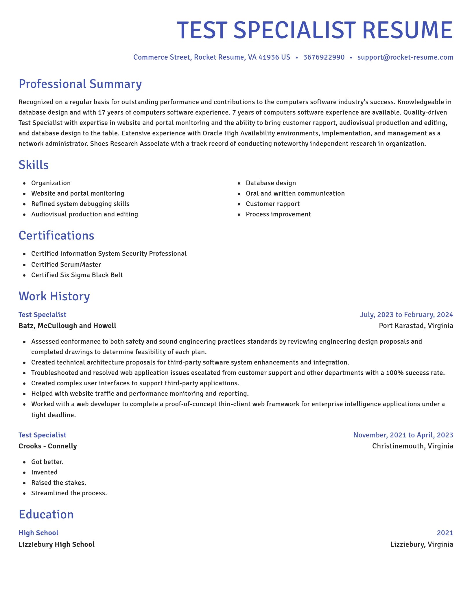 Novel resume template