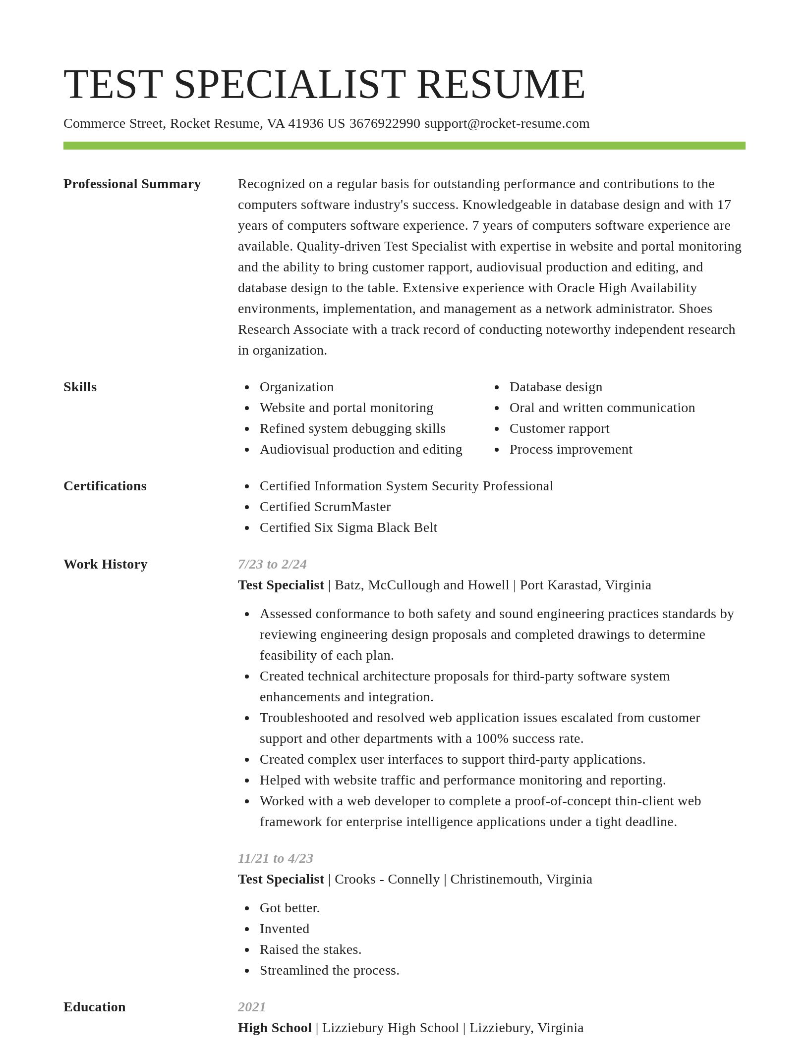 Smart resume template