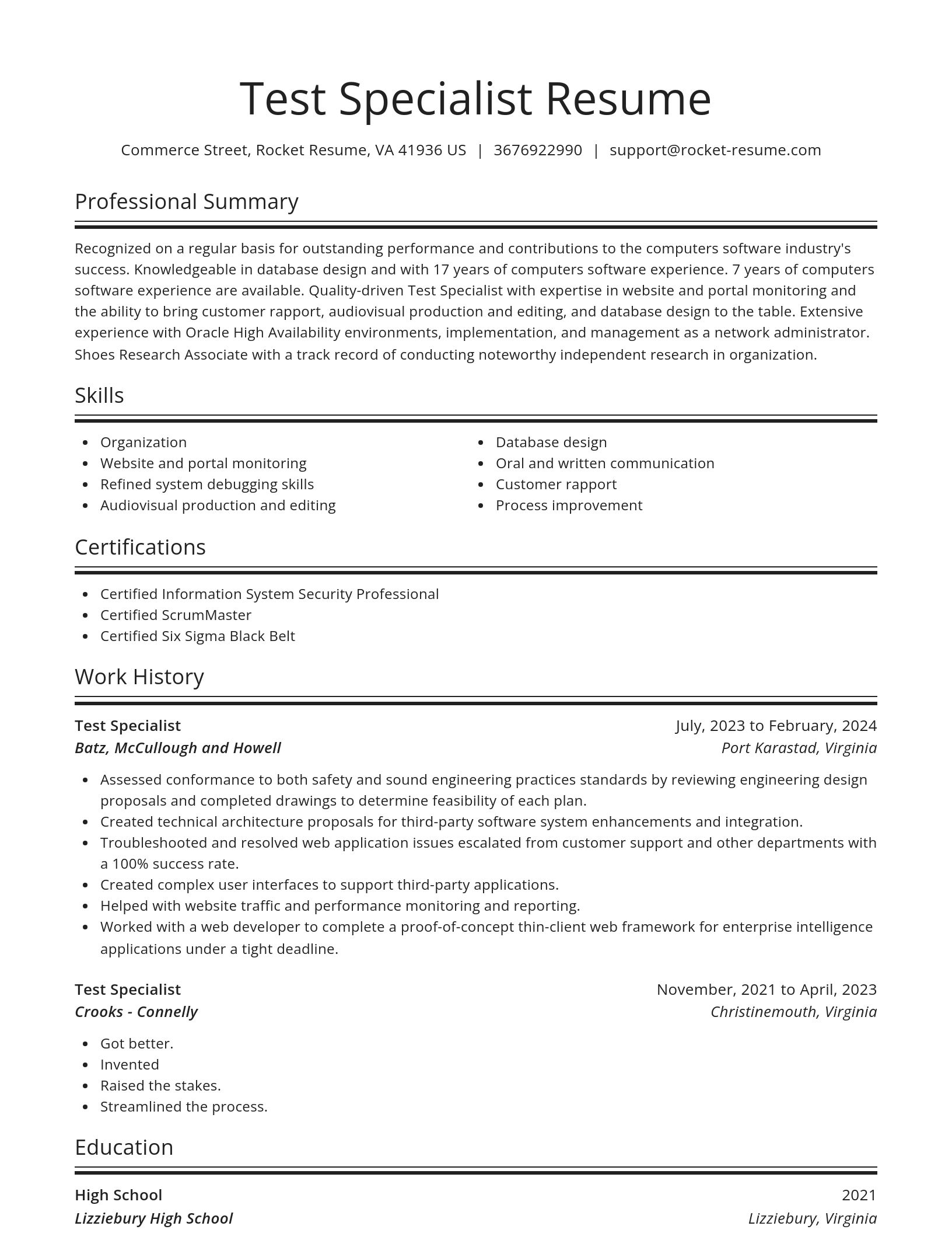 Spotlight resume template