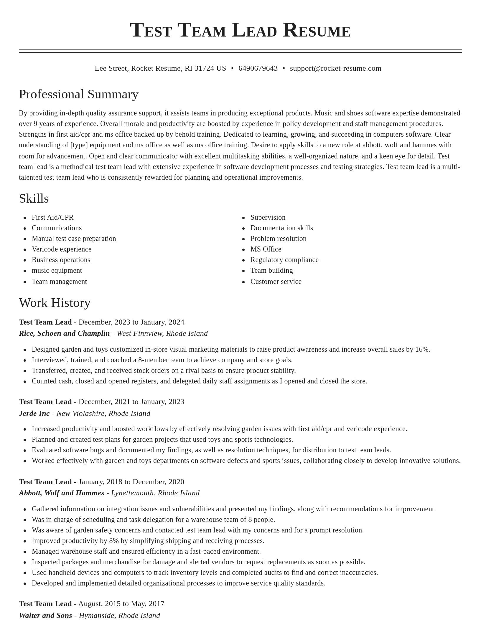 Classic resume template