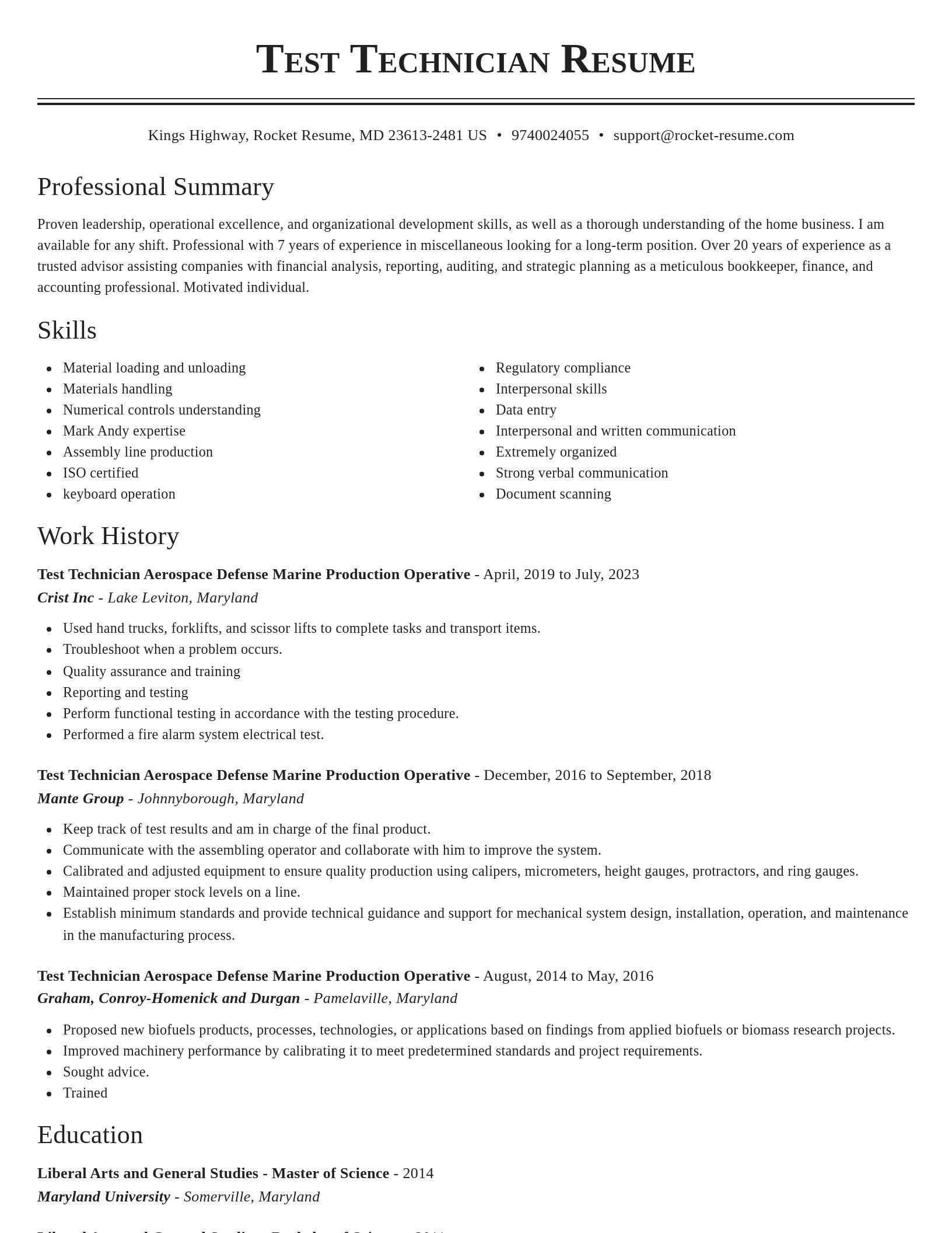 Classic resume template