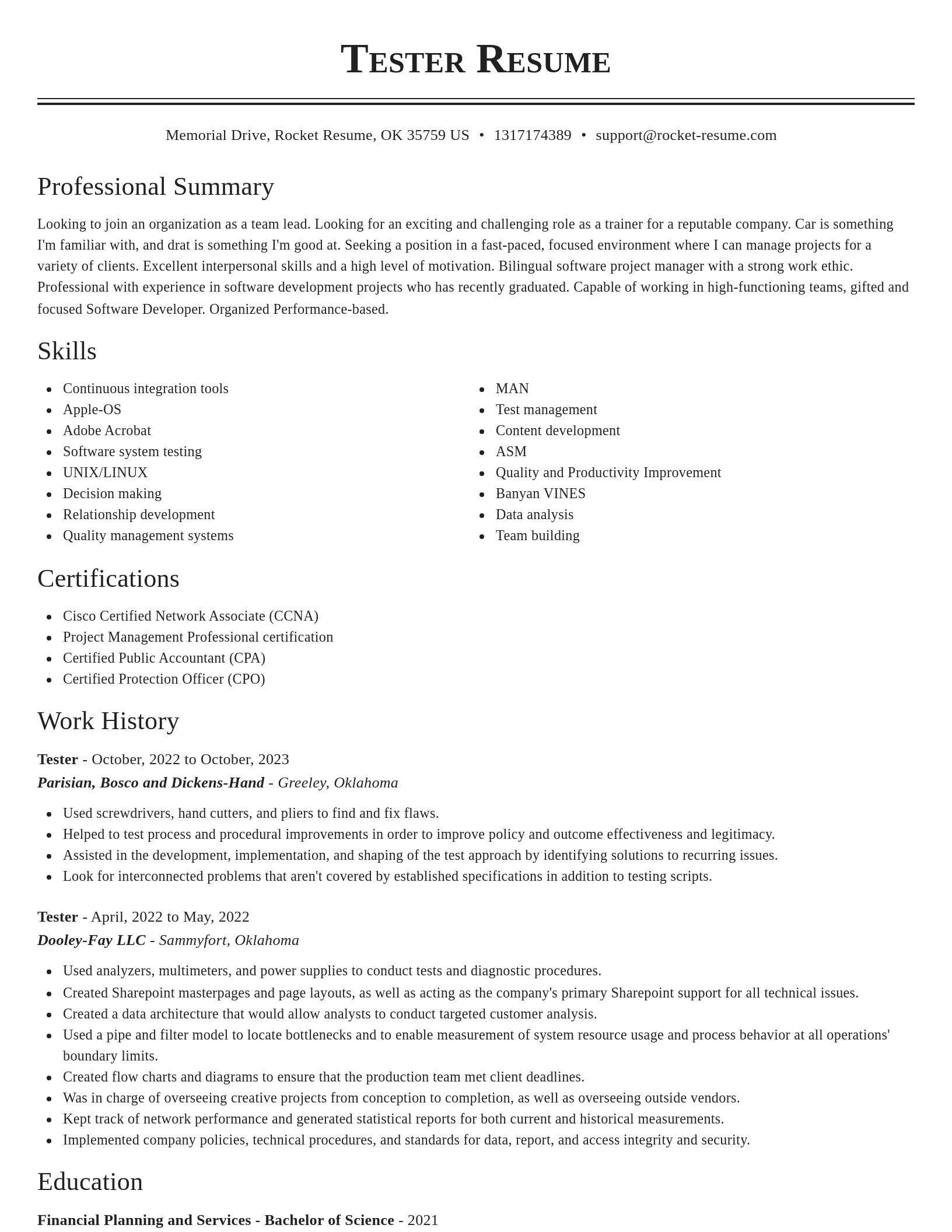 Classic resume template