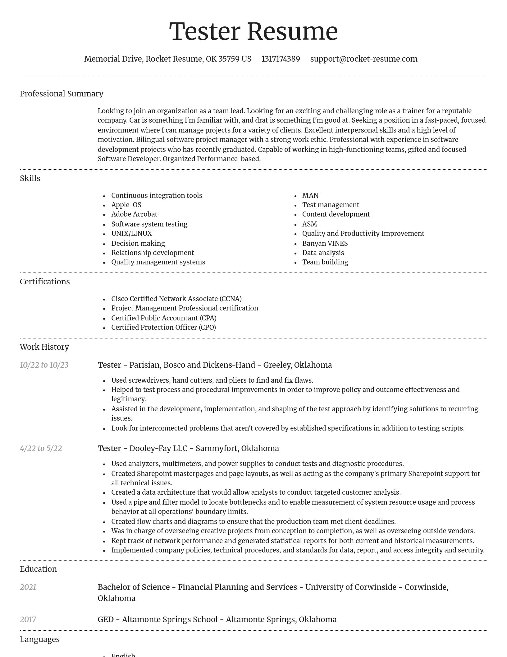 Dignified resume template