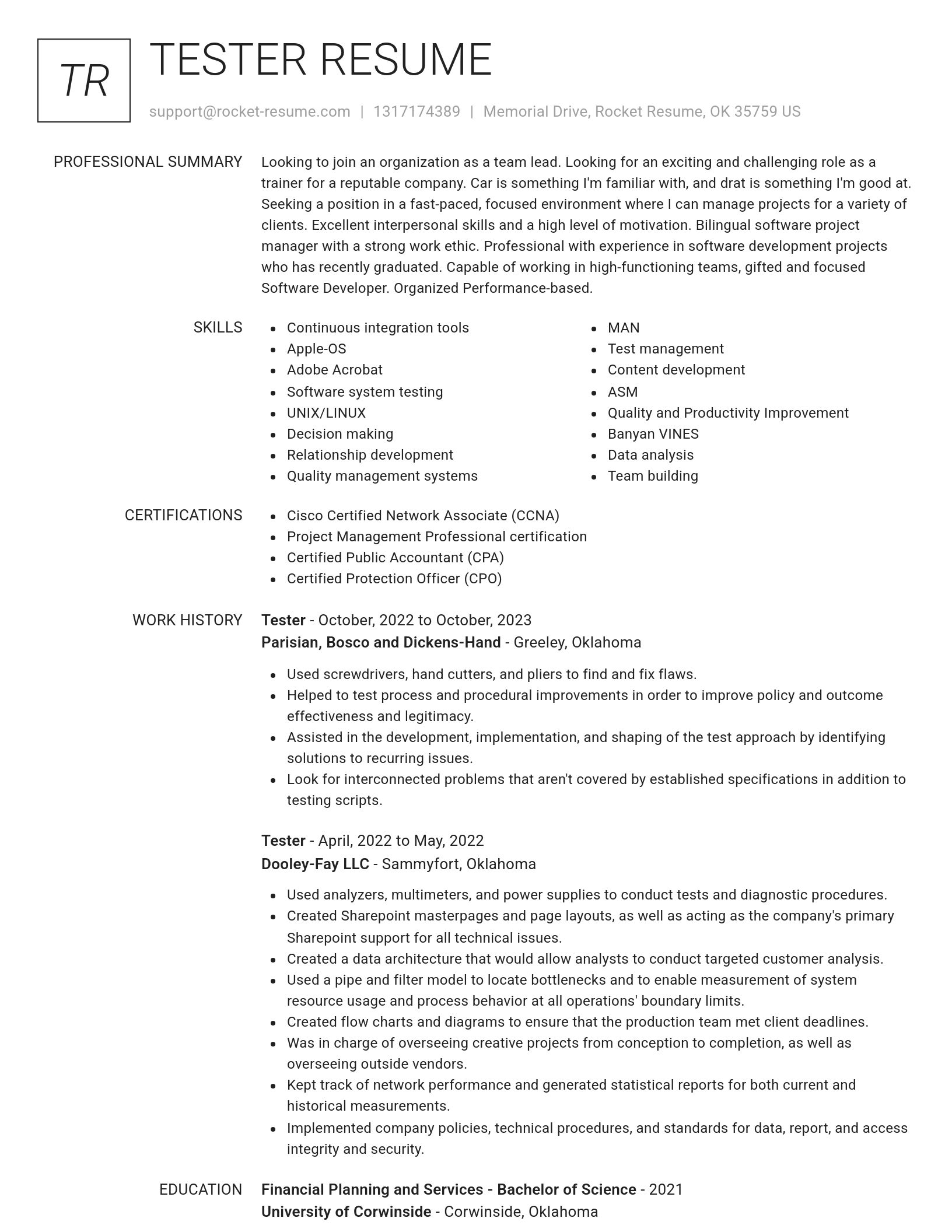 Renowned resume template