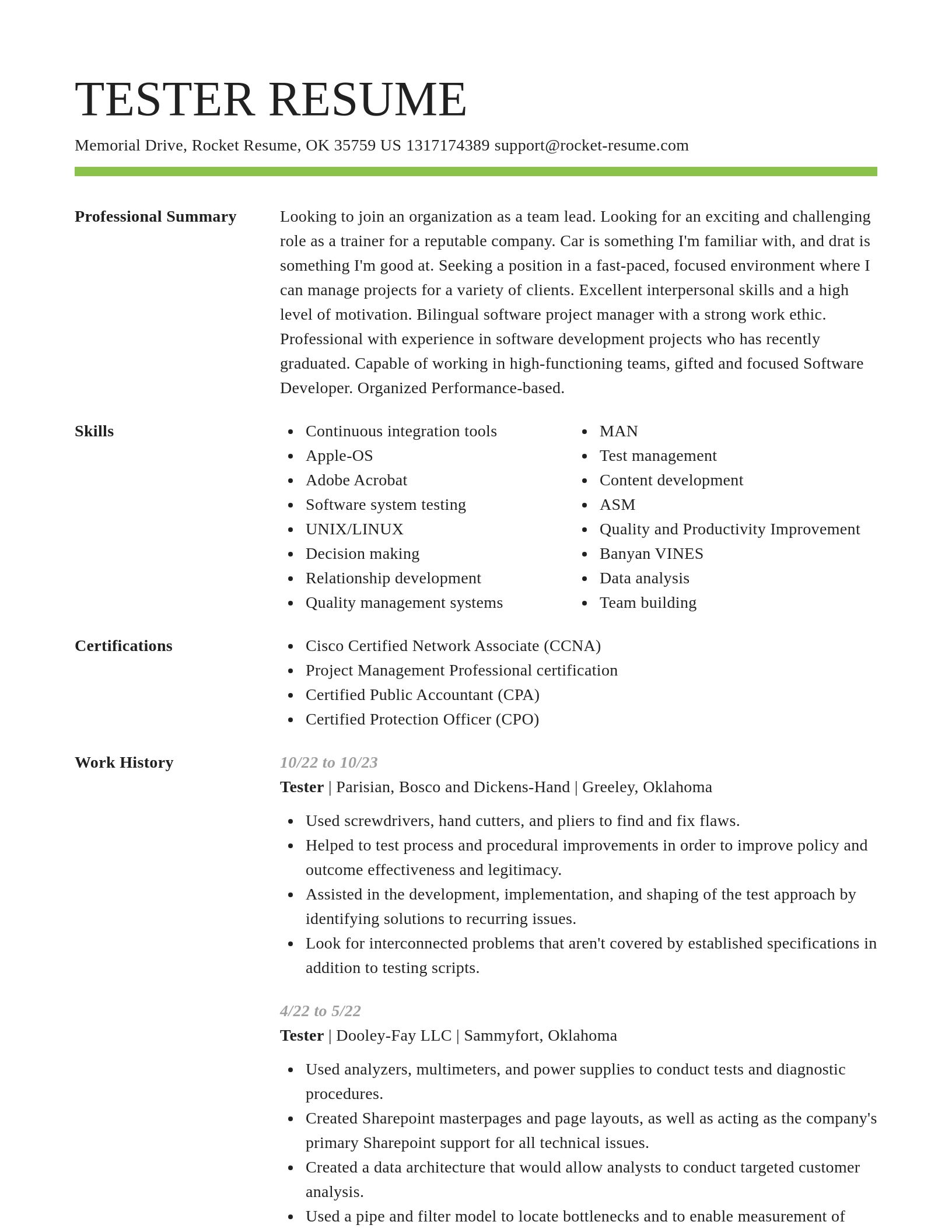 Smart resume template